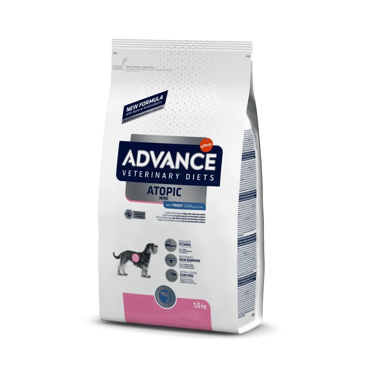 ADVANCE VETERINARY DIETS Dog Atopic Care Mini XS-S dietă veterinară hrană uscată câini afecțiuni dermatologice Atopic Mini XS-S dietă veterinară câini hrană uscată afecțiuni dermatologice 1.5kg