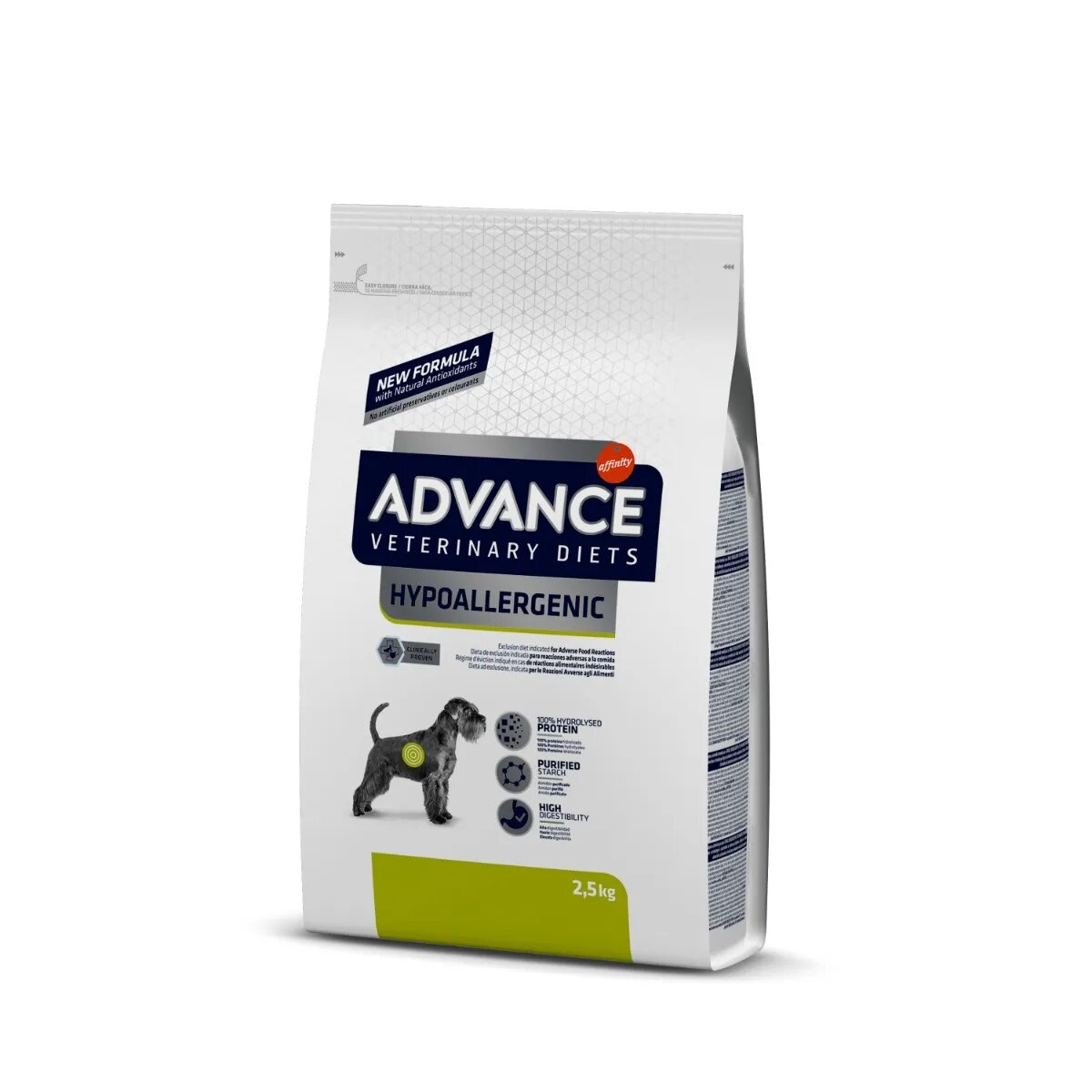 ADVANCE VETERINARY DIETS Dog Hypoallergenic dietă veterinară hrană uscată câini afecțiuni digestive și dermatologice Hypoallergenic dietă veterinară câini hrană uscată sistem digestiv Piele & Blana 2.5kg