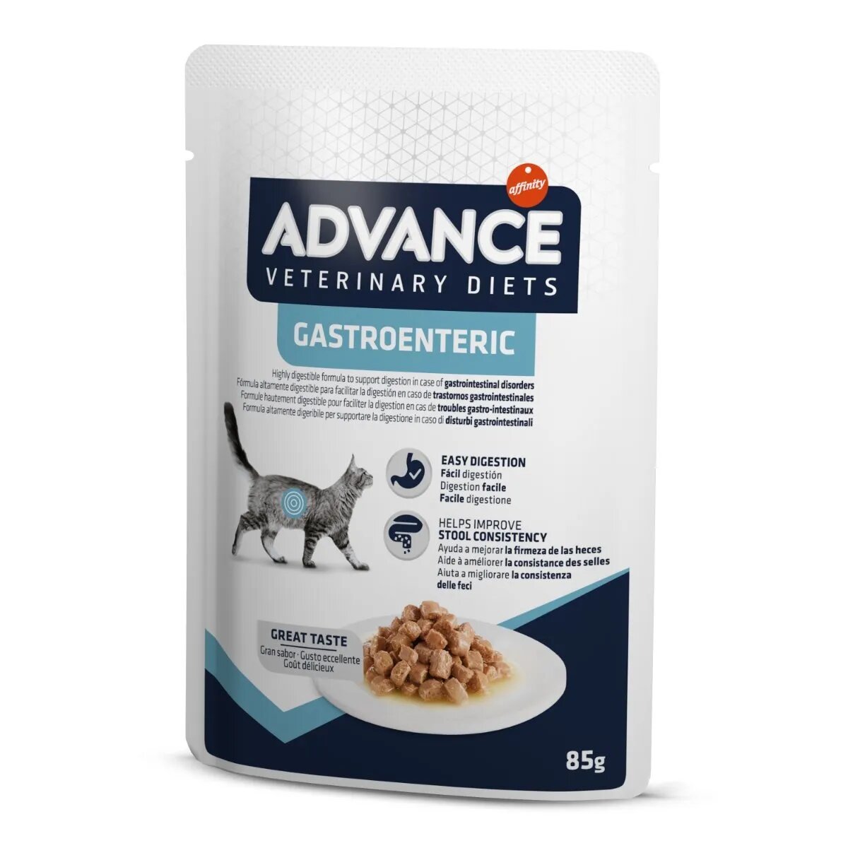 ADVANCE VETERINARY DIETS Gastroenteric Pui dietă veterinară plic hrană umedă pisici junior & adult sistem digestiv (în sos) bax 85g x 12buc