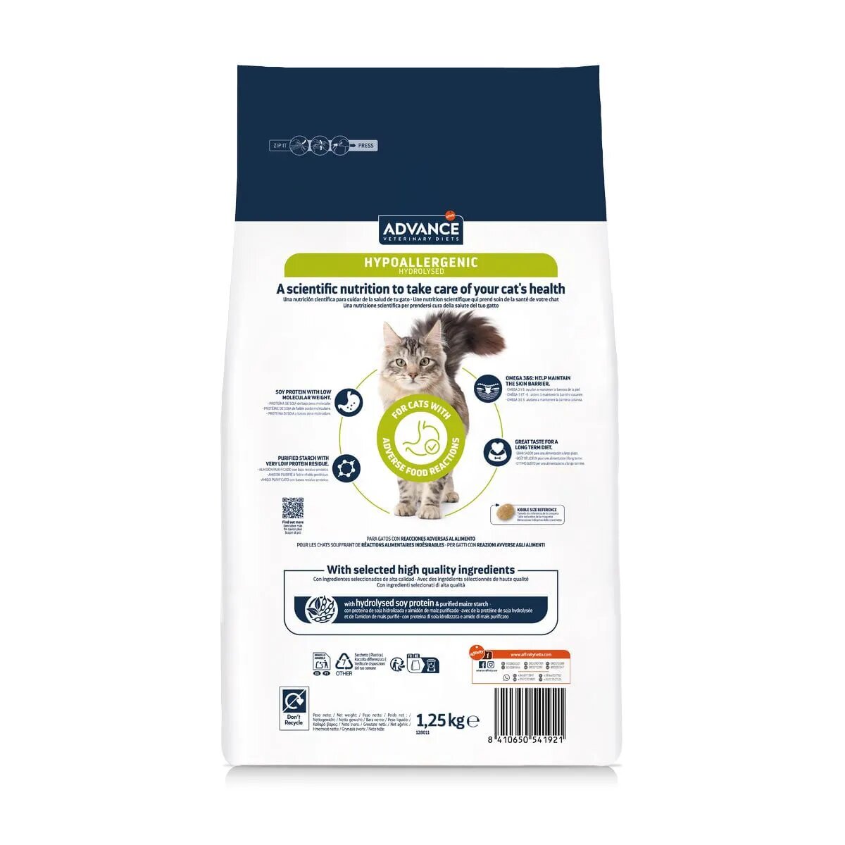 ADVANCE VETERINARY DIETS Hypoalergenic Pește hrană uscată pisici alergii 1.25kg