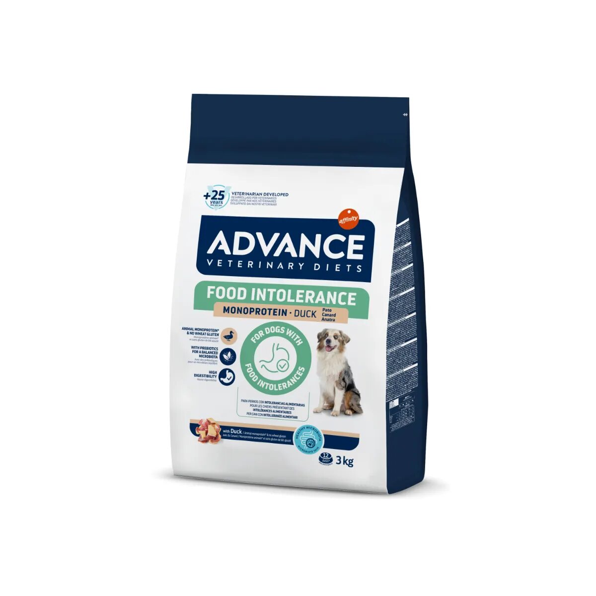 ADVANCE VETERINARY DIETS Hypoallergenic Food Intolerance XS-XL Rață dietă veterinară hrană uscată câini sistem digestiv alergii 3kg