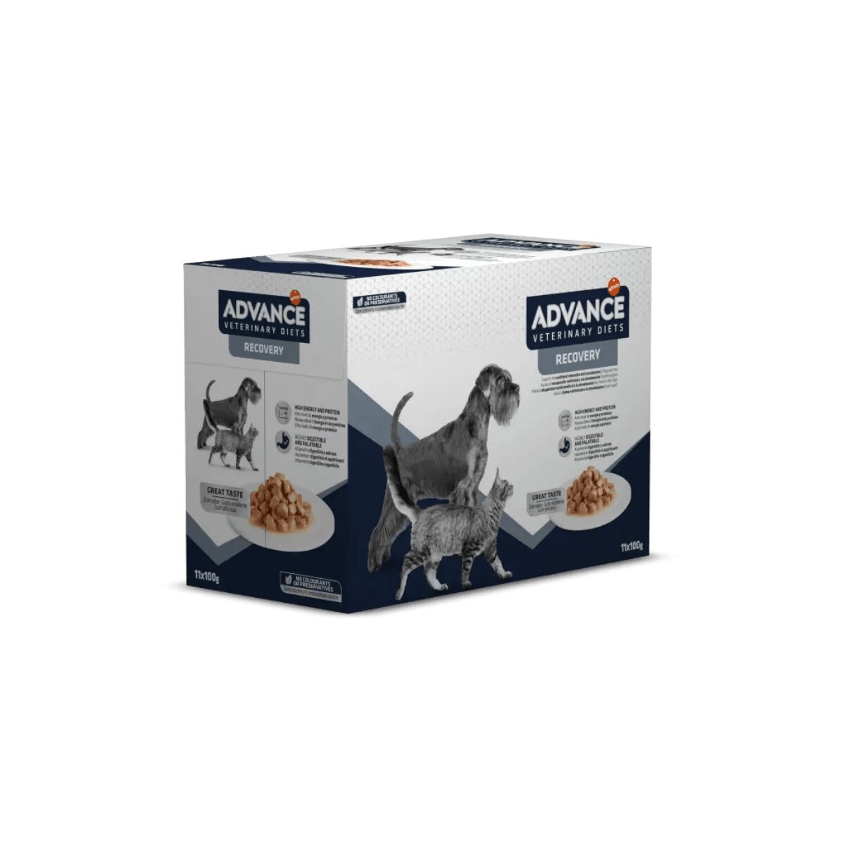 ADVANCE VETERINARY DIETS Recovery XS-XL Pui dietă veterinară plic hrană uscată câini și pisici convalescență (în sos) bax 100g x 11buc