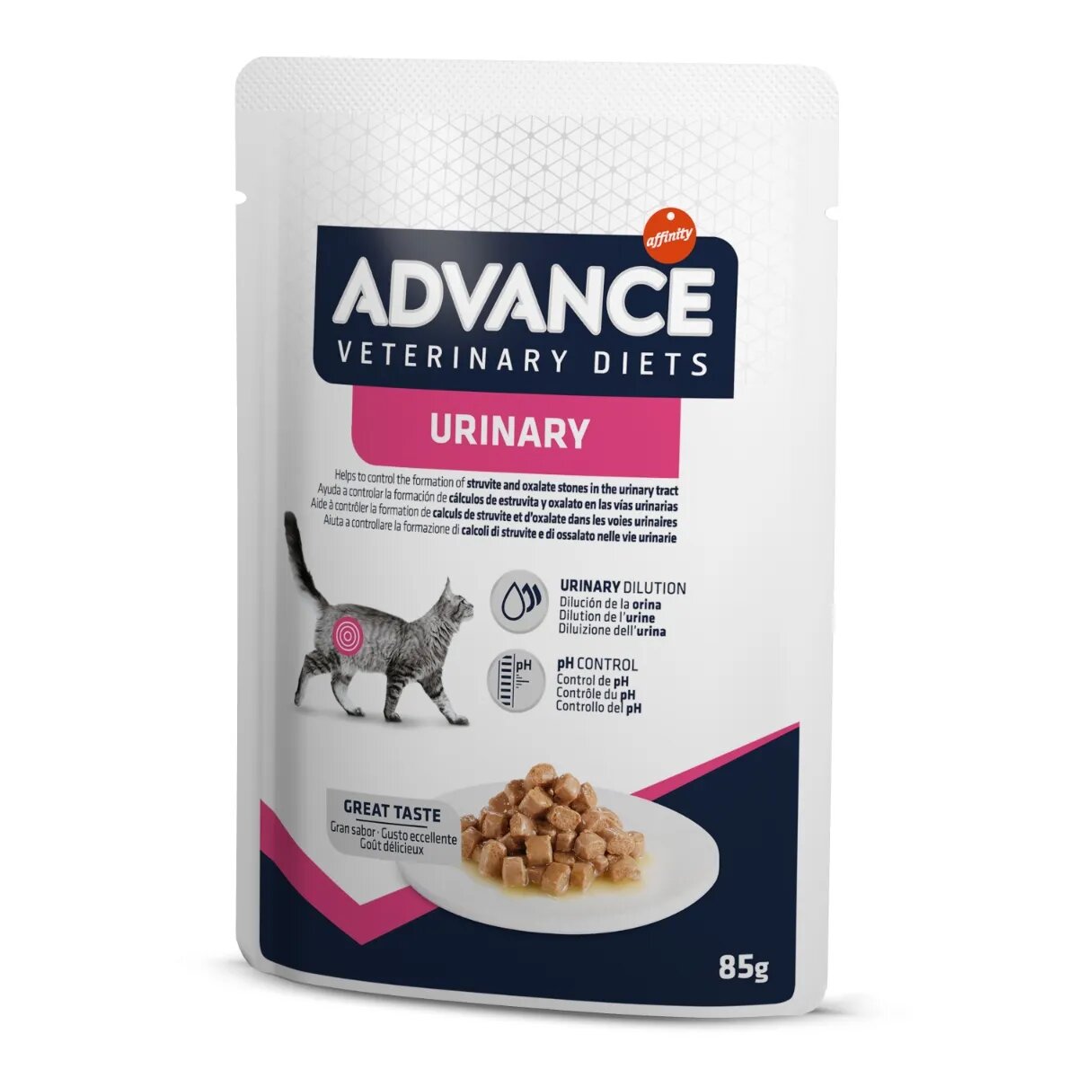 ADVANCE VETERINARY DIETS Urinary Pui dietă veterinară plic hrană umedă pisici sistem urinar (în sos) bax 85g x 12buc