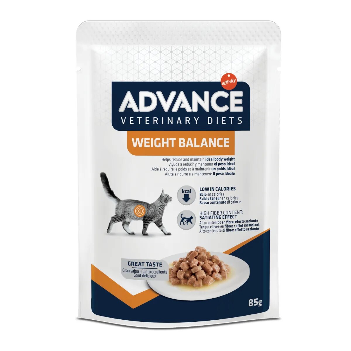 ADVANCE VETERINARY DIETS Weight Balance Carne plic hrană umedă pisici obezitate (în sos) bax 85g x 12buc