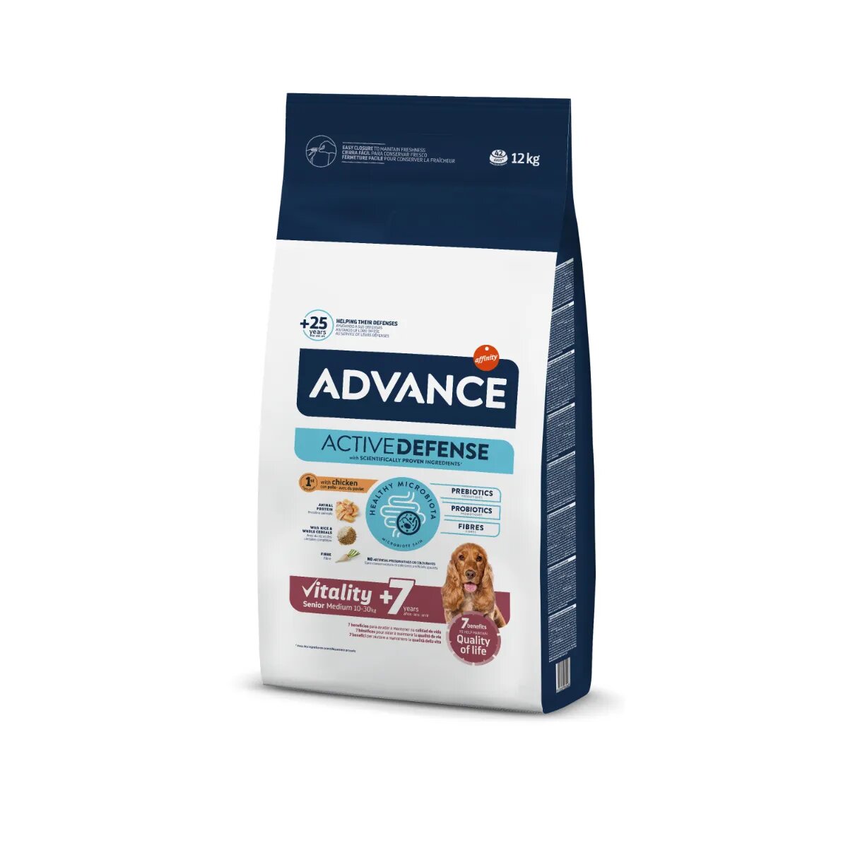 Advance Vitality +7 Medium M Pui hrană uscată câini senior 12kg
