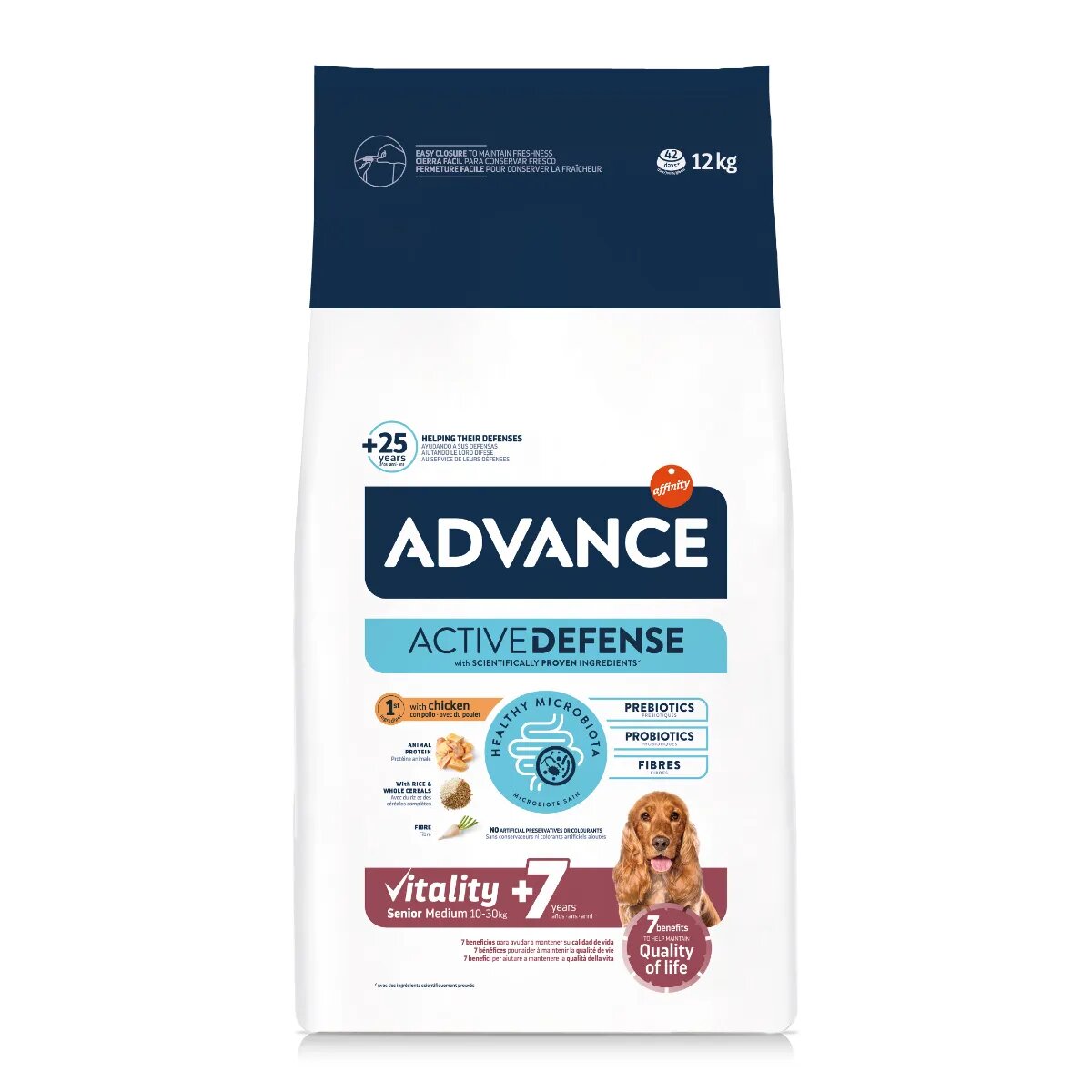 Advance Vitality +7 Medium M Pui hrană uscată câini senior 12kg