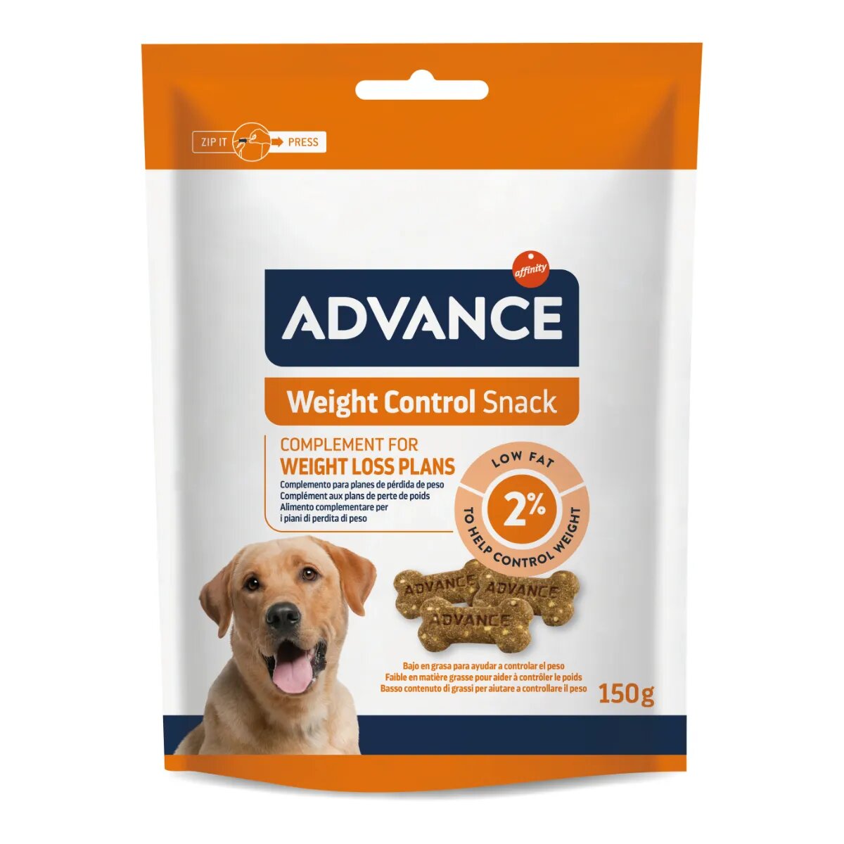 Advance Weigth Control Snack XS-XL punguță recompense câini obezitate 150g