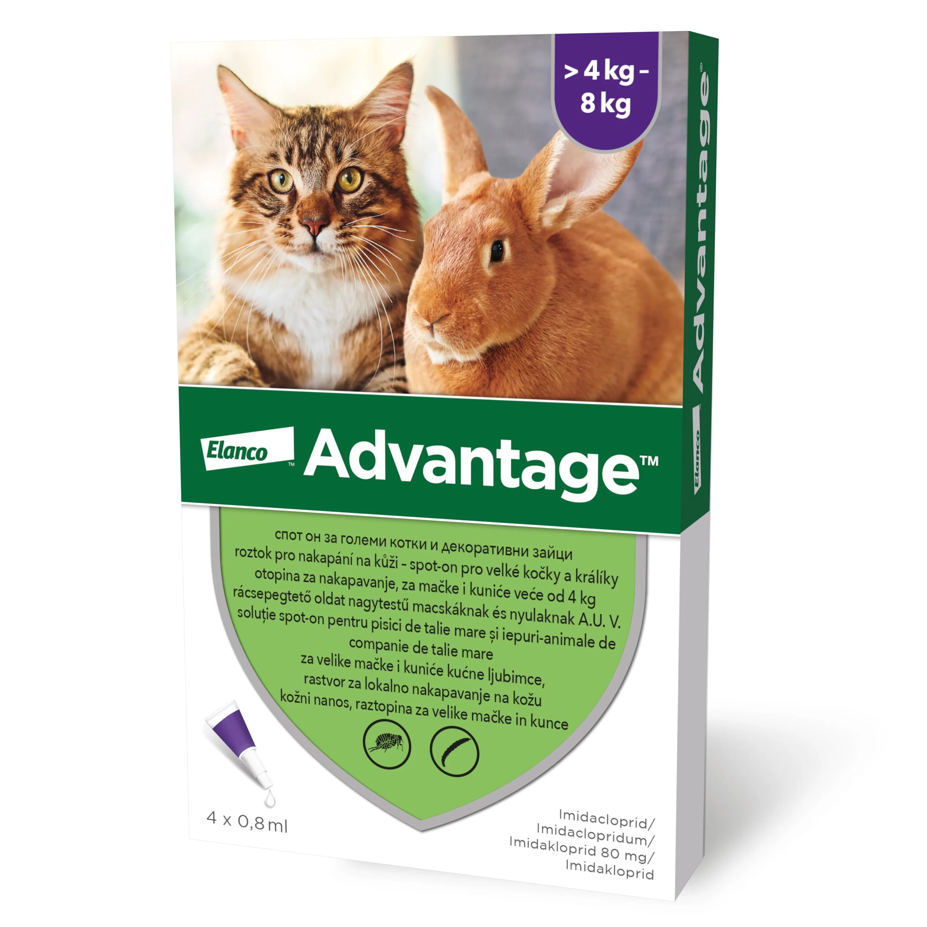 Advantage Pisica/Iepure 80 > 4 kg 4 pipete