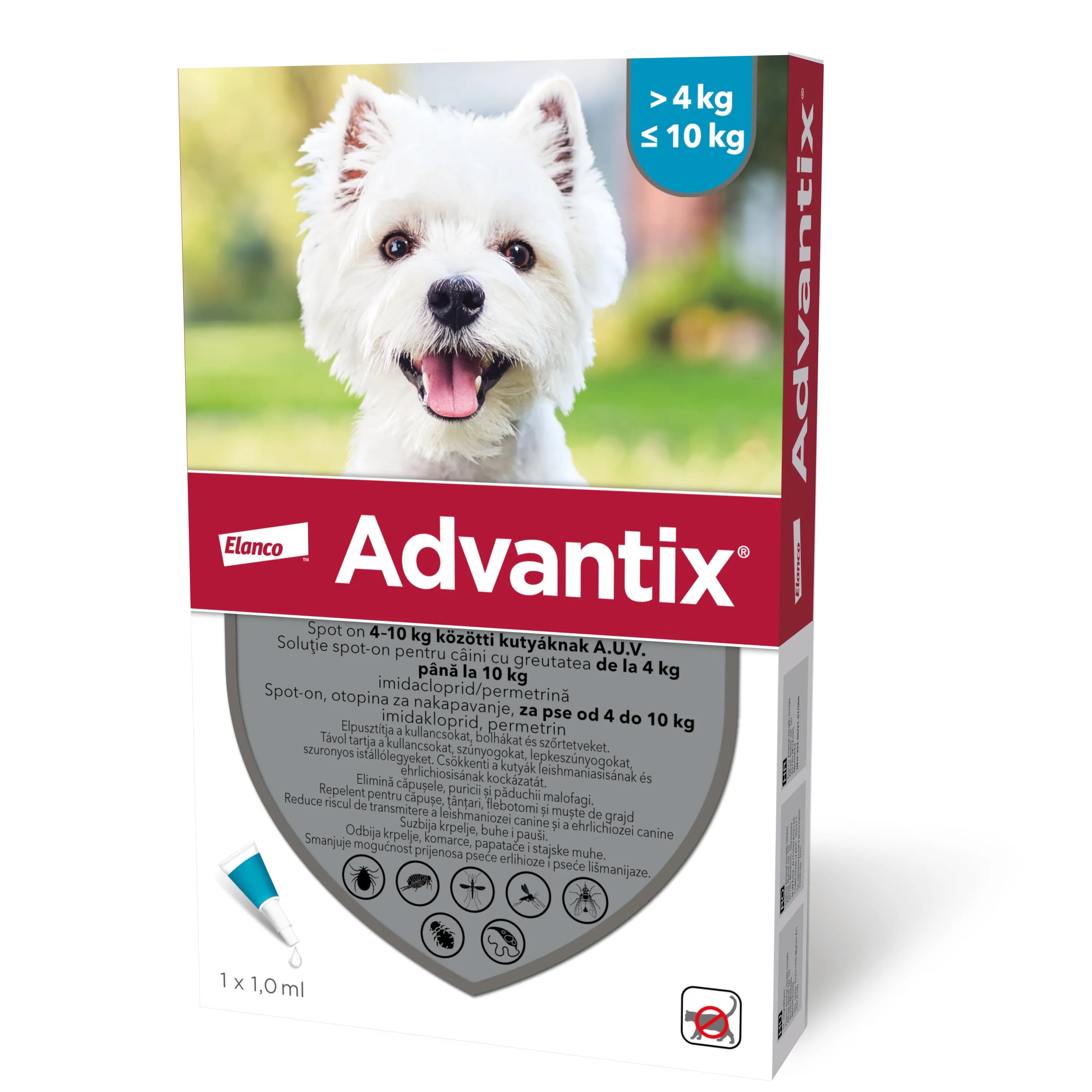 Advantix deparazitare externă câini pipetă repelentă 100 deparazitare externă câini pipetă repelentă S(4 - 10kg) 1buc