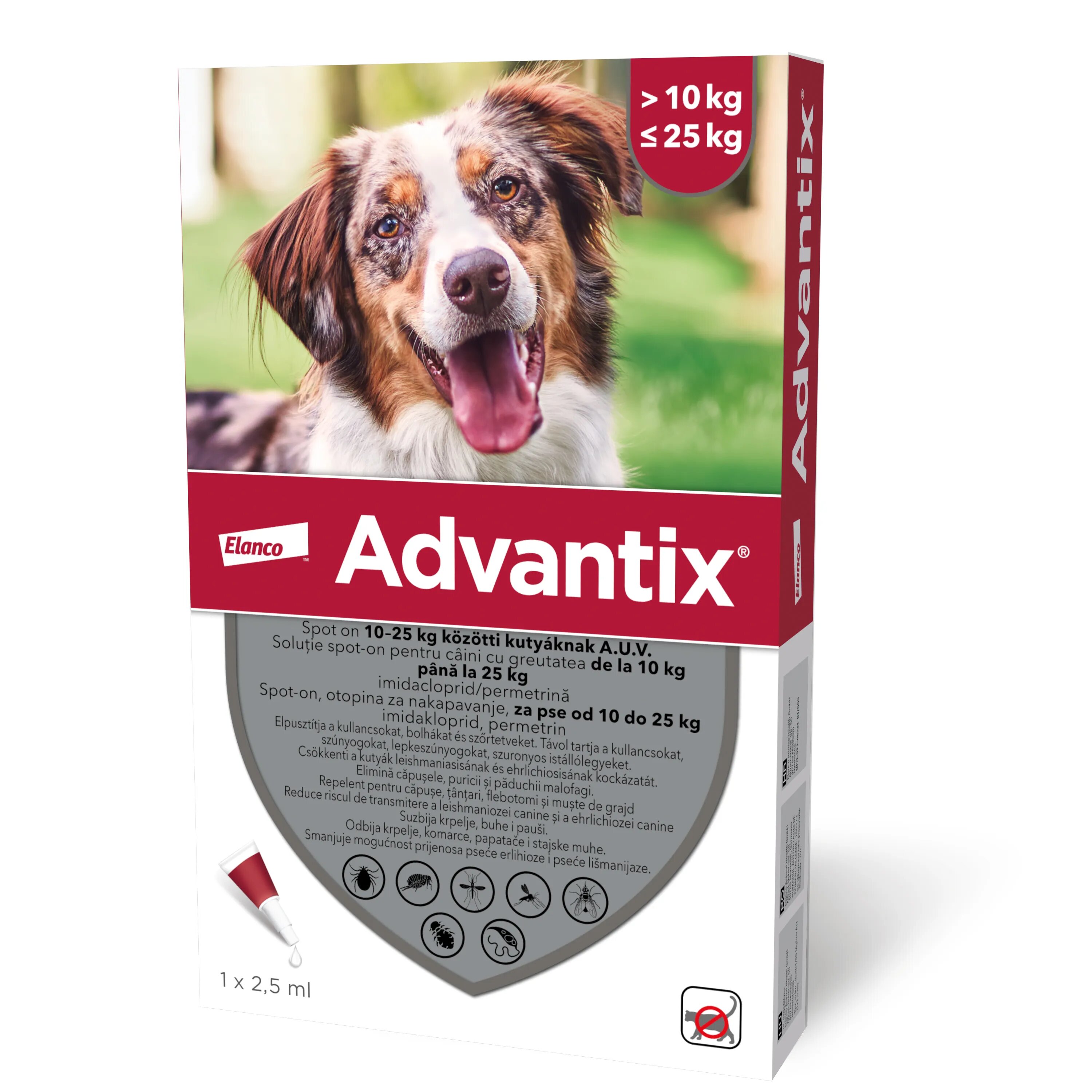 Advantix deparazitare externă câini pipetă repelentă 250 deparazitare externă câini pipetă repelentă M(10 - 25kg) 1buc