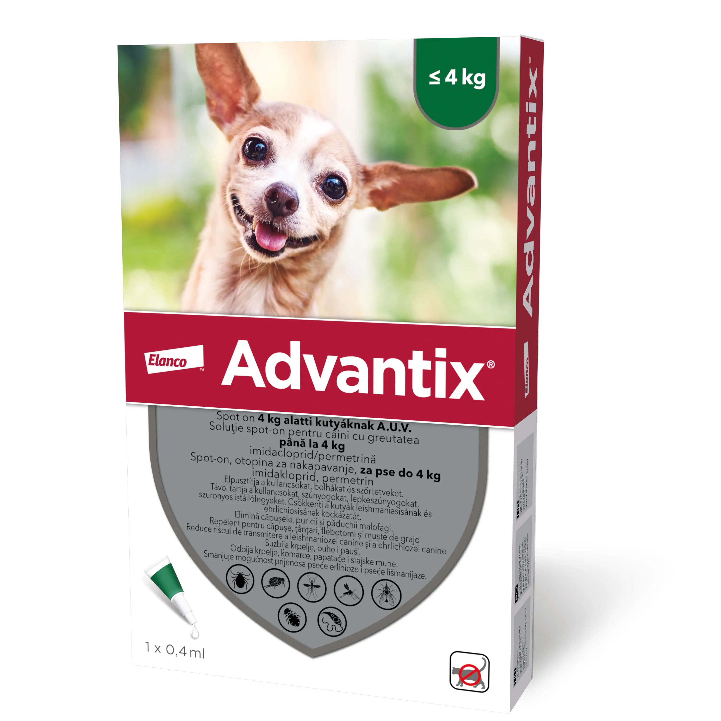 Advantix deparazitare externă câini pipetă repelentă 40 deparazitare externă câini pipetă repelentă XS(1.5 - 4kg) 1buc