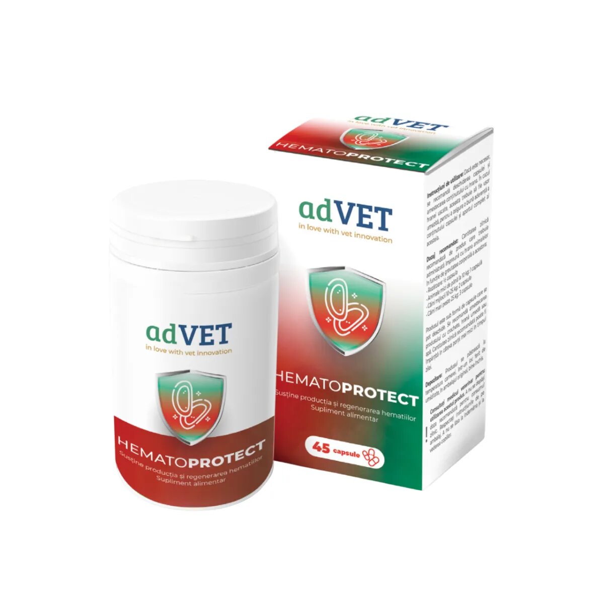 adVET HematoProtect supliment sistem cardio-vascular câini capsule HematoProtect XS-XL supliment sistem cardio-vascular câini și pisici flacon 45 capsule