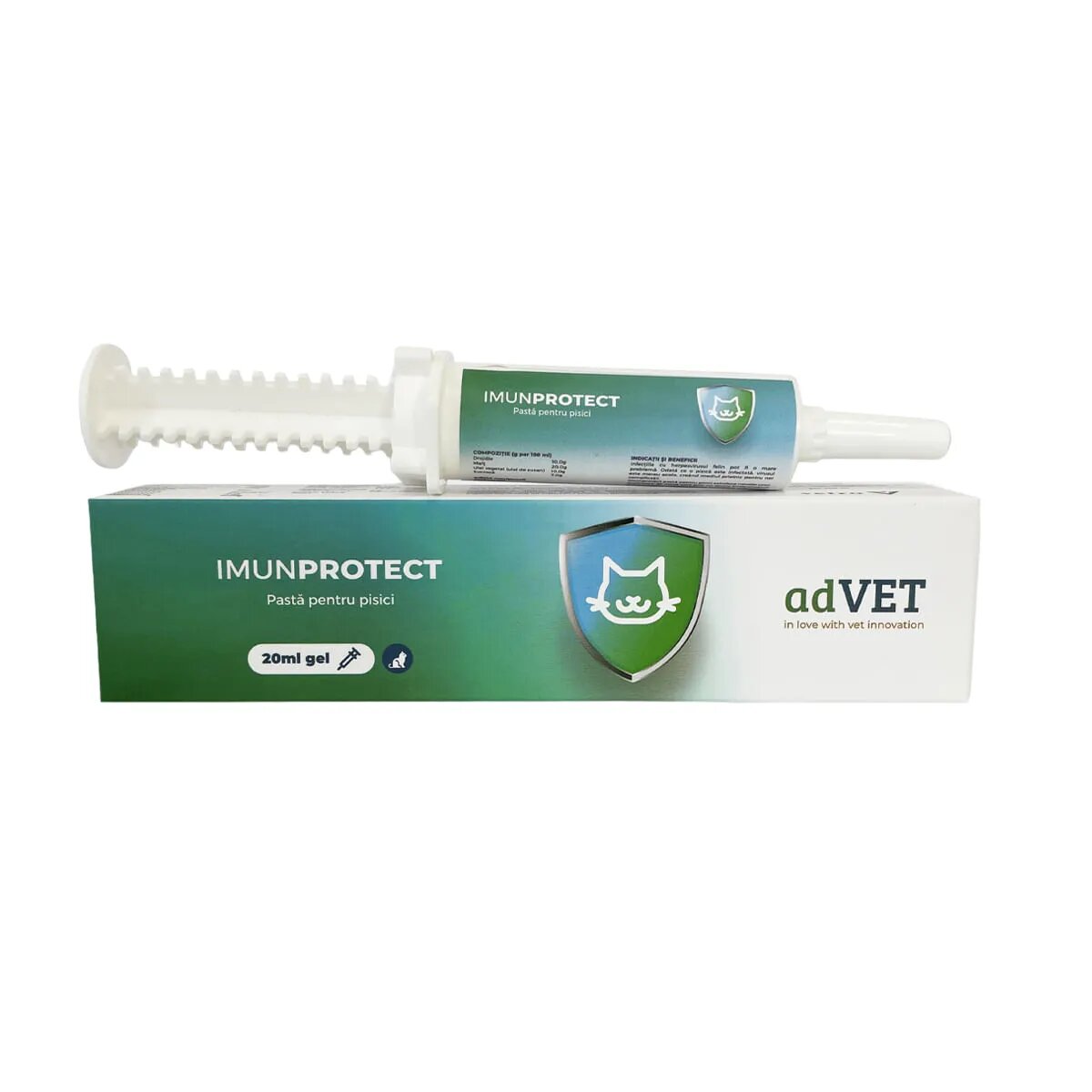 adVET ImunProtect supliment sistem imunitar pisici pastă orală ImunProtect supliment sistem imunitar pisici flacon cu aplicator 20ml pastă orală