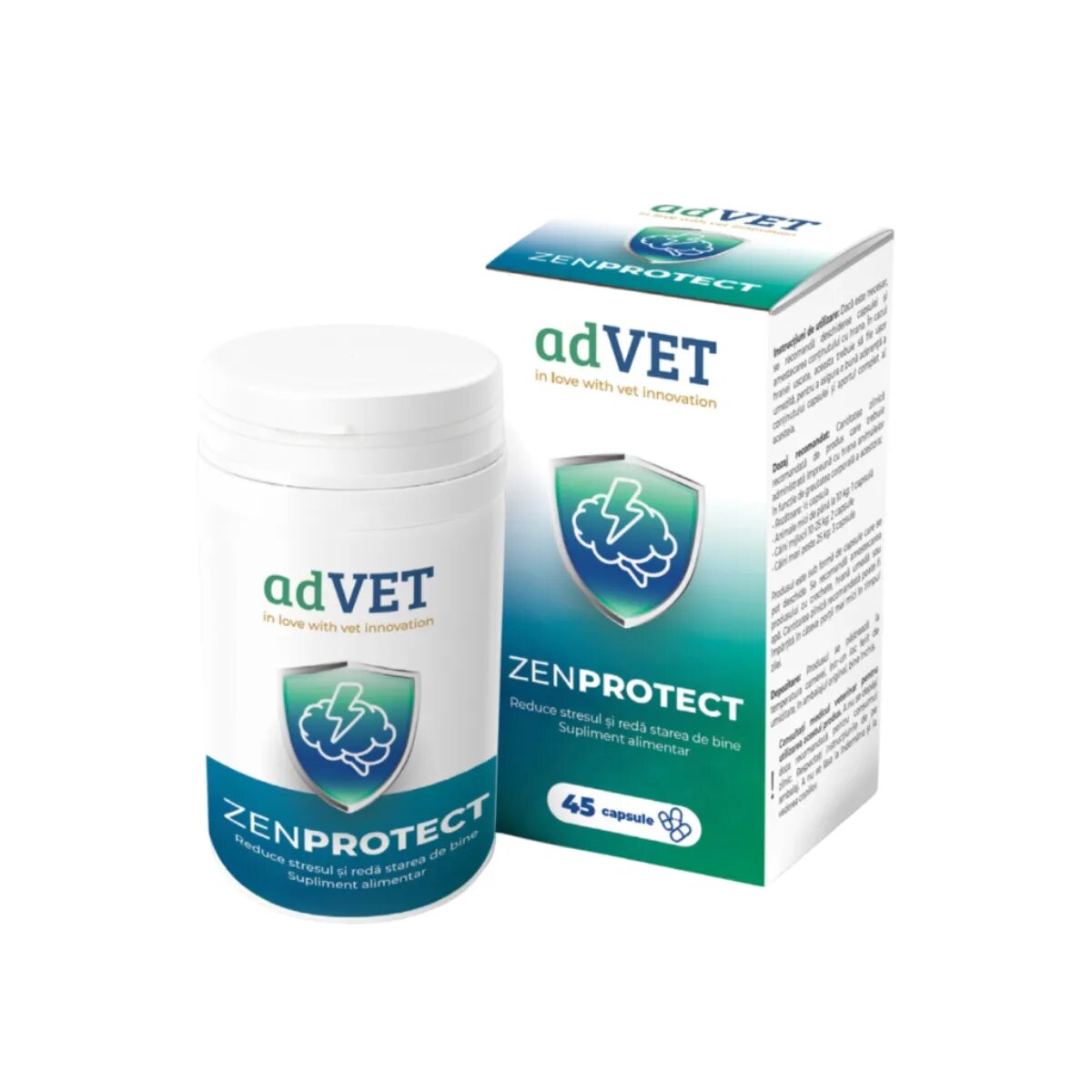 adVET ZenProtect supliment sistem nervos & calmante câini capsule ZenProtect XS-XL supliment sistem nervos & calmante câini și pisici flacon 45 capsule