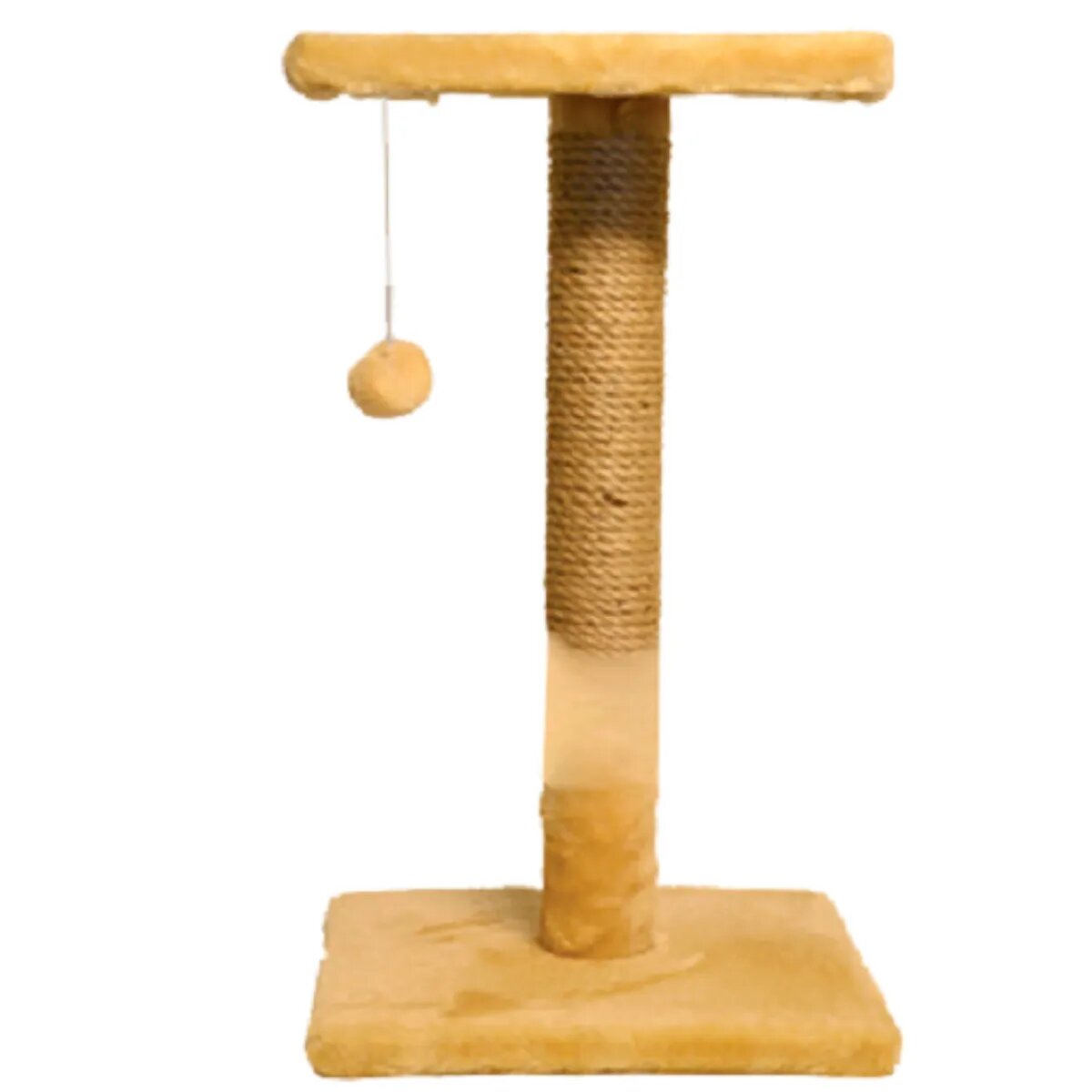 Agility ansamblu de joacă pisici 1 etaj lemn și pluș elemente de zgâriat elemente atârnate bej 60cm