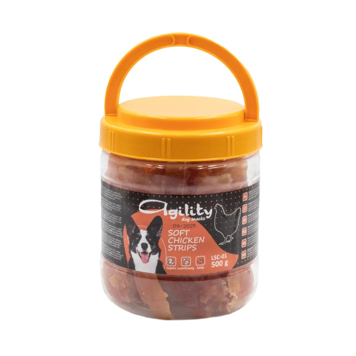 Agility Fâșii XS-XL Pui punguță recompense câini 500g