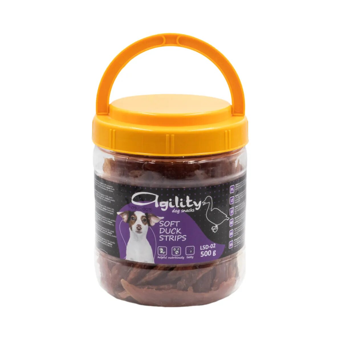 Agility Fâșii XS-XL Rață găletușa recompense câini 500g