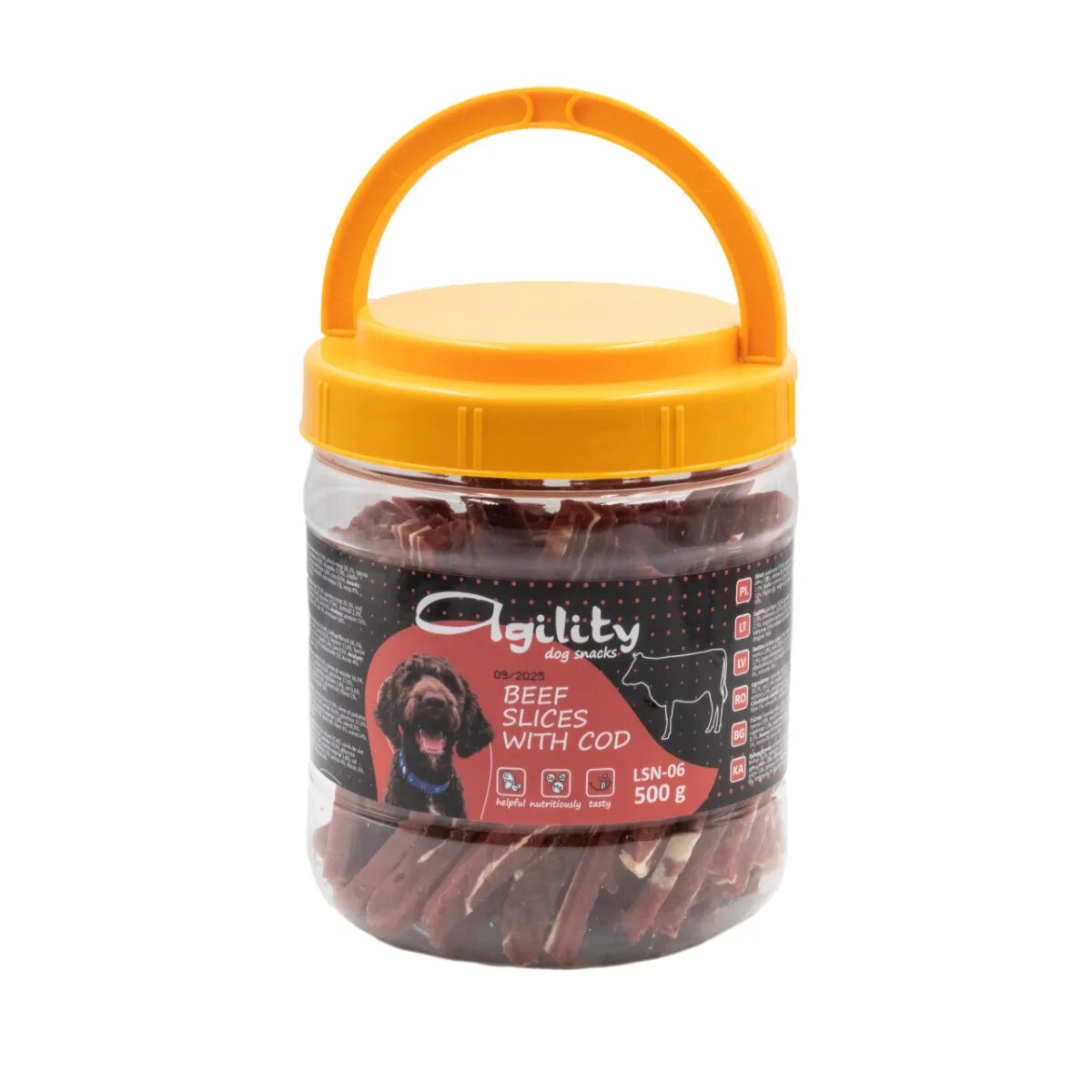 Agility Felii XS-XL Vită și Cod găletușa recompense câini 500g