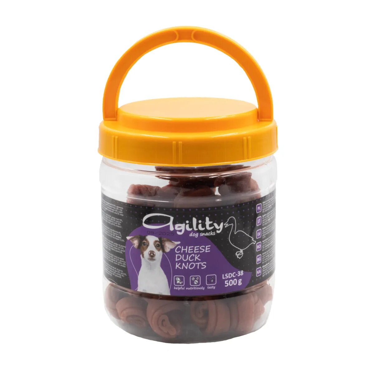 Agility Noduri din Carne XS-XL Rață și Brânză găletușa recompense câini 500g