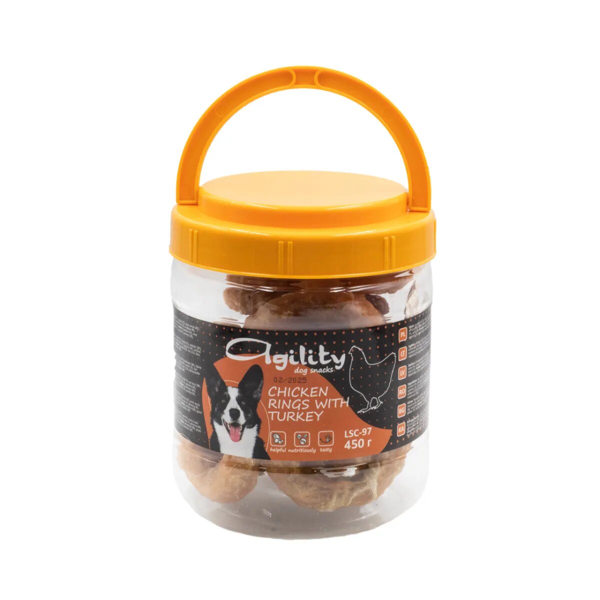 Agility Piele de Curcan XS-XL Pui găletușa recompense câini 450g