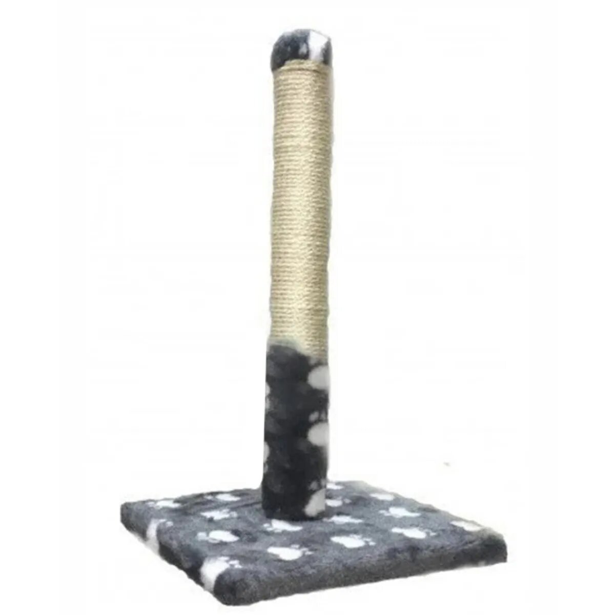 Agility stâlp de zgâriat cilindric pisici lemn și sisal imprimeu lăbuțe alb și gri 30x30x55cm