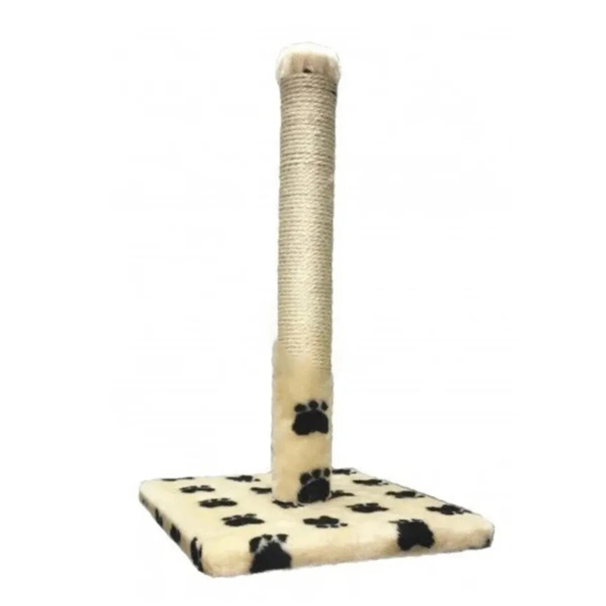 Agility stâlp de zgâriat cilindric pisici lemn și sisal imprimeu lăbuțe bej și negru 30x30x55cm