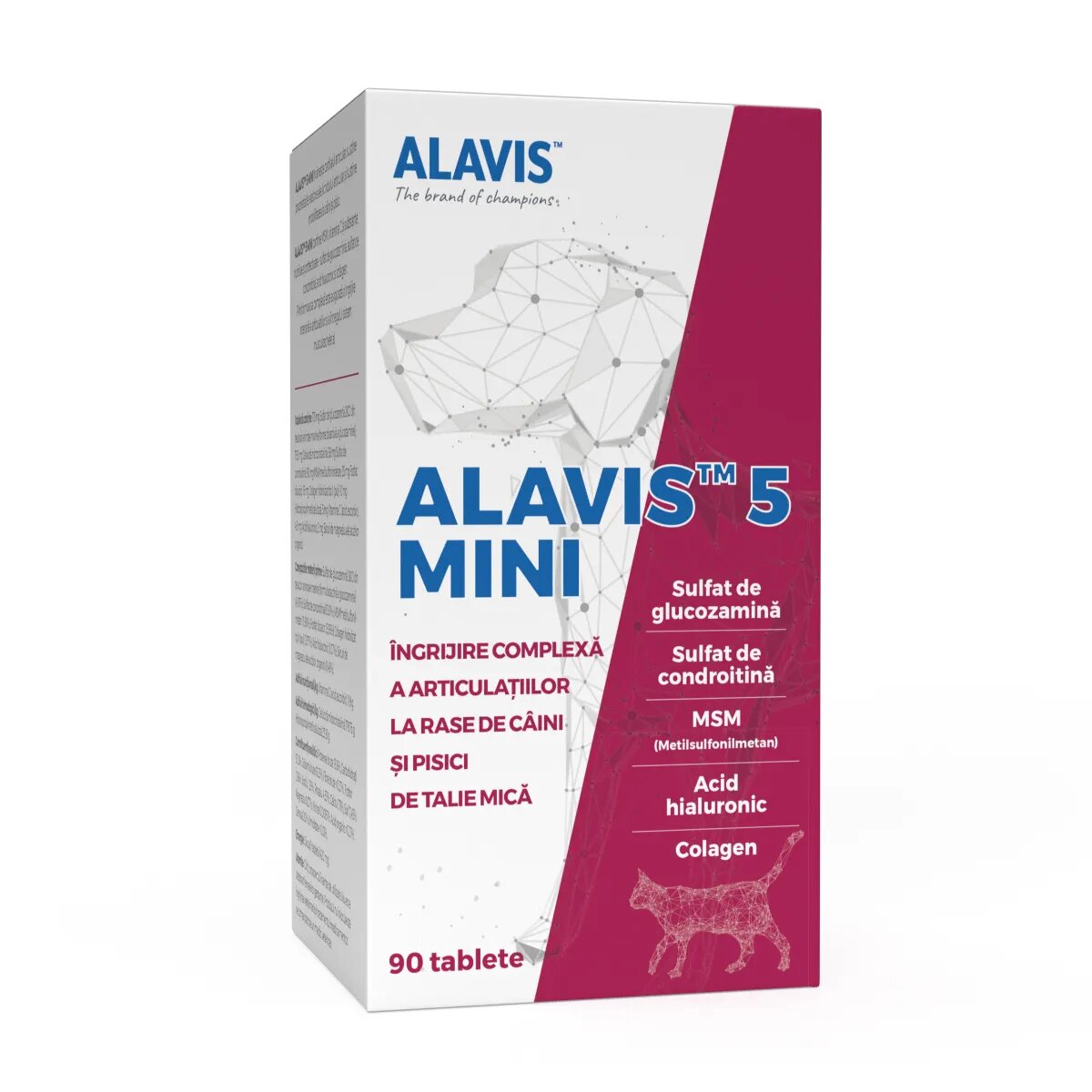 ALAVIS 5 Mini supliment sistem articular câini comprimate 5 Mini XS-S supliment sistem articular câini și pisici flacon 90 comprimate