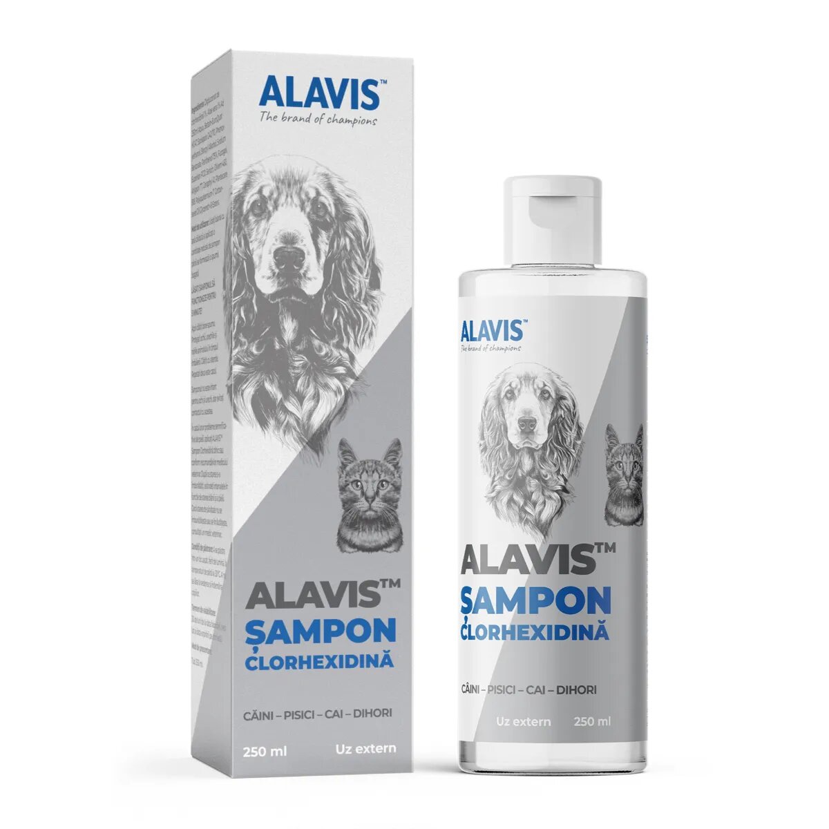 ALAVIS Clorhexidine XS-XL șampon câini și pisici antibacterian flacon 250ml