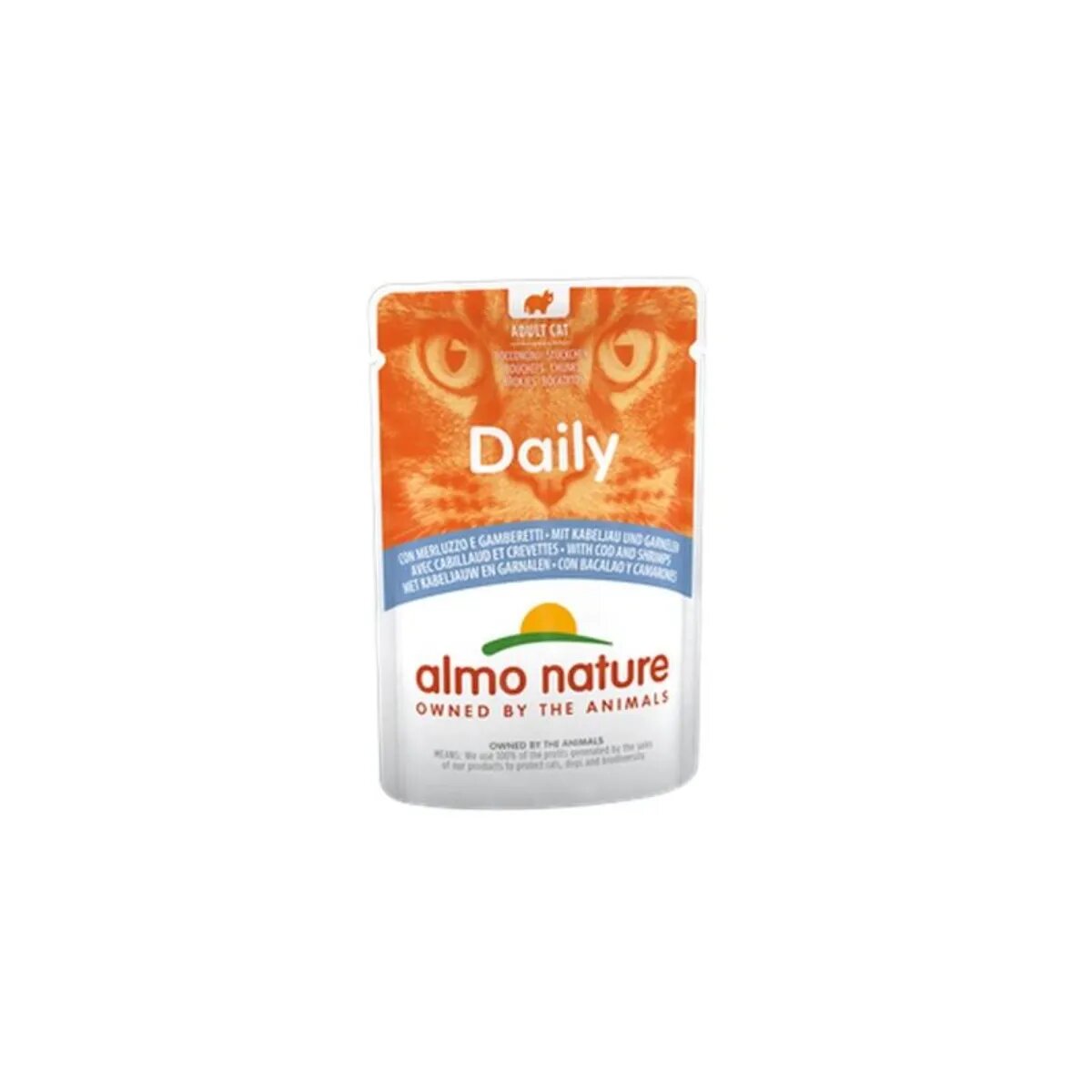 Almo Nature Daily Cat Cod și Creveți plic hrană umedă pisici (în sos) 70g