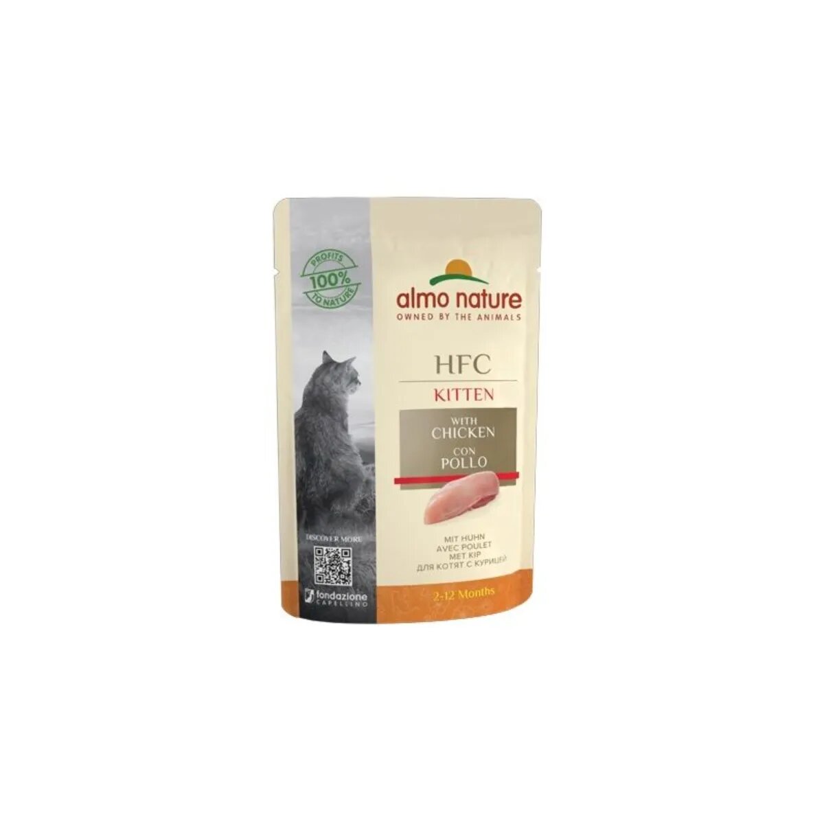 Almo Nature HFC Kitten Pui plic hrană umedă pisici junior (în supă) 55g