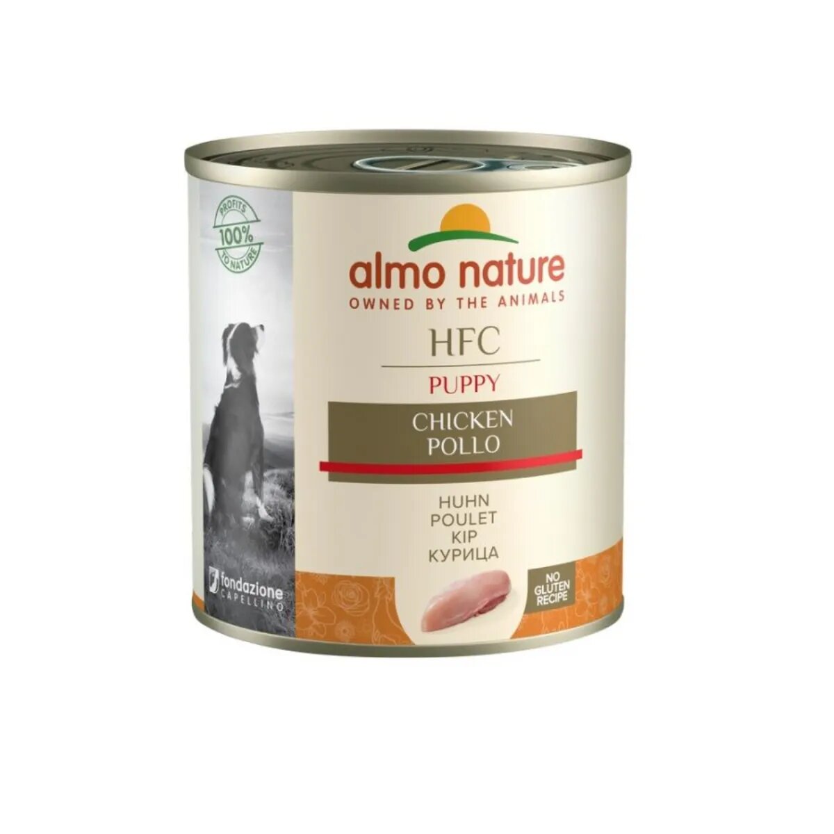 Almo Nature HFC Puppy XS-XL Pui conservă hrană umedă câini junior (în supă) 280g
