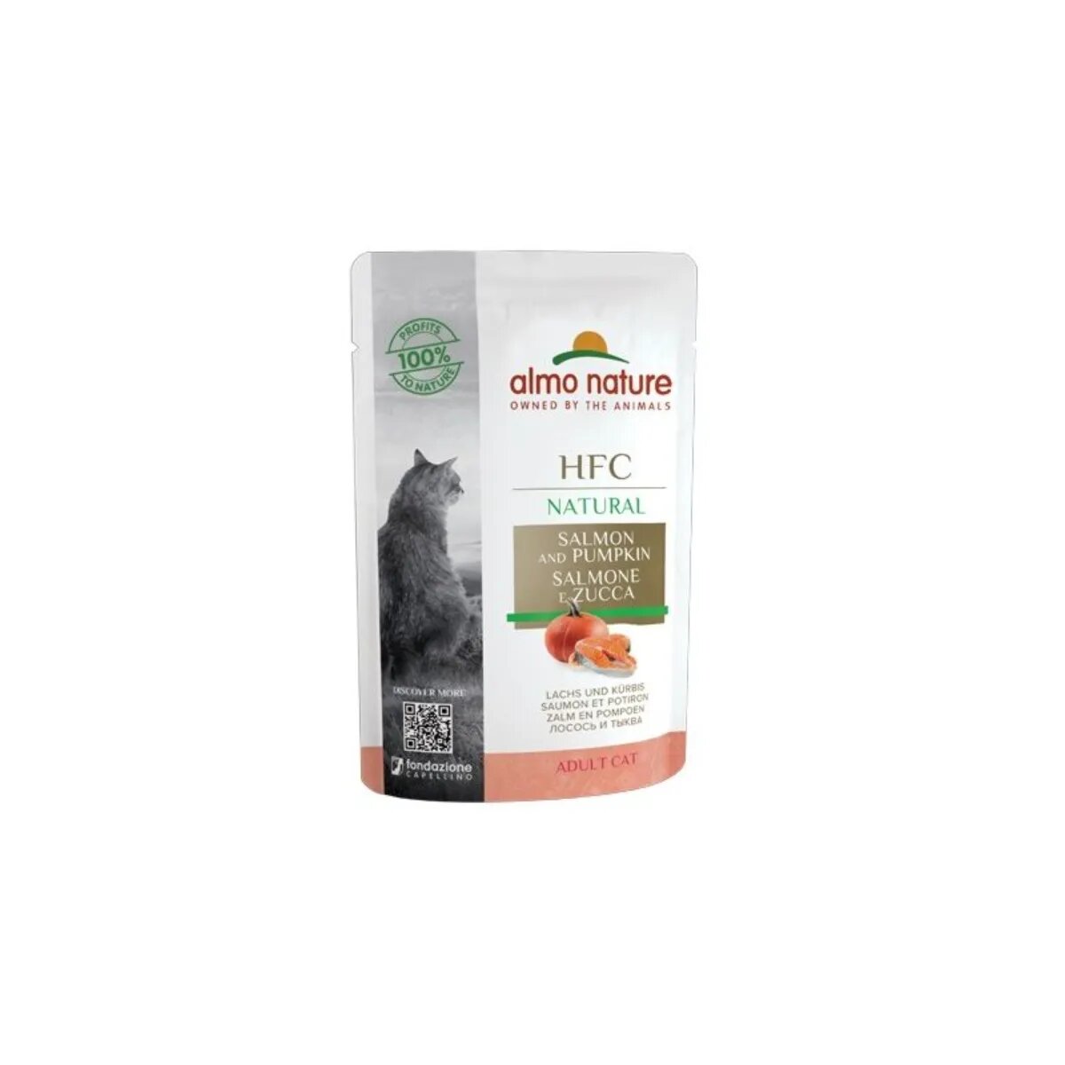 Almo Nature HFC Somon și dovleac plic hrană umedă pisici (în supă) 55g