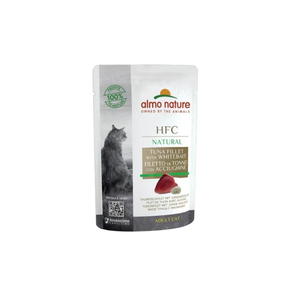 Almo Nature HFC Ton și Hamsii plic hrană umedă pisici (în supă) 55g