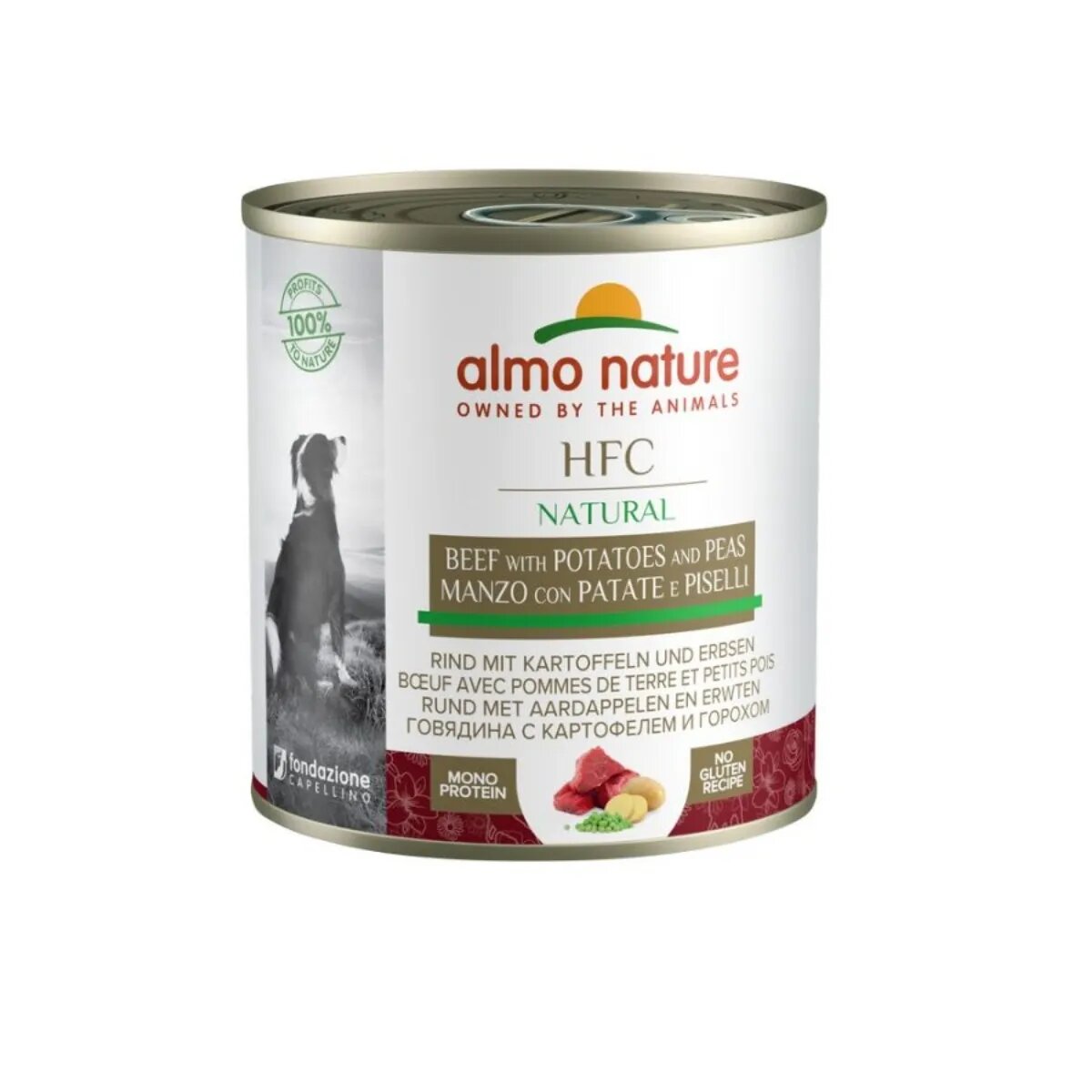 Almo Nature HFC XS-XL Vită și Cartofi conservă hrană umedă câini (în supă) 280g