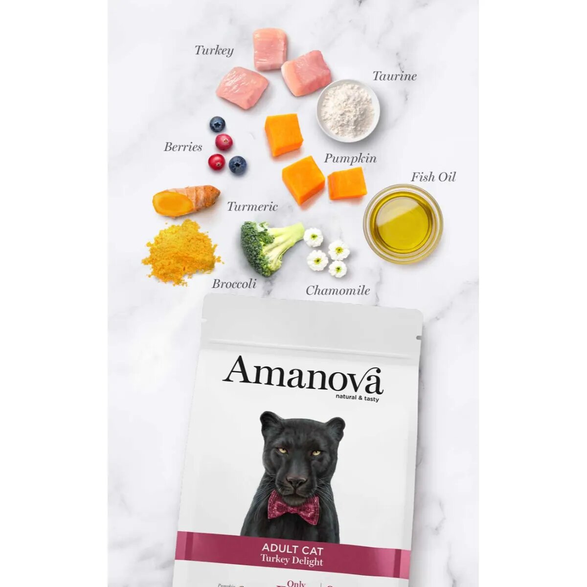 AMANOVA Adult Curcan hrană uscată monoproteică fără cereale pisici 1.5kg