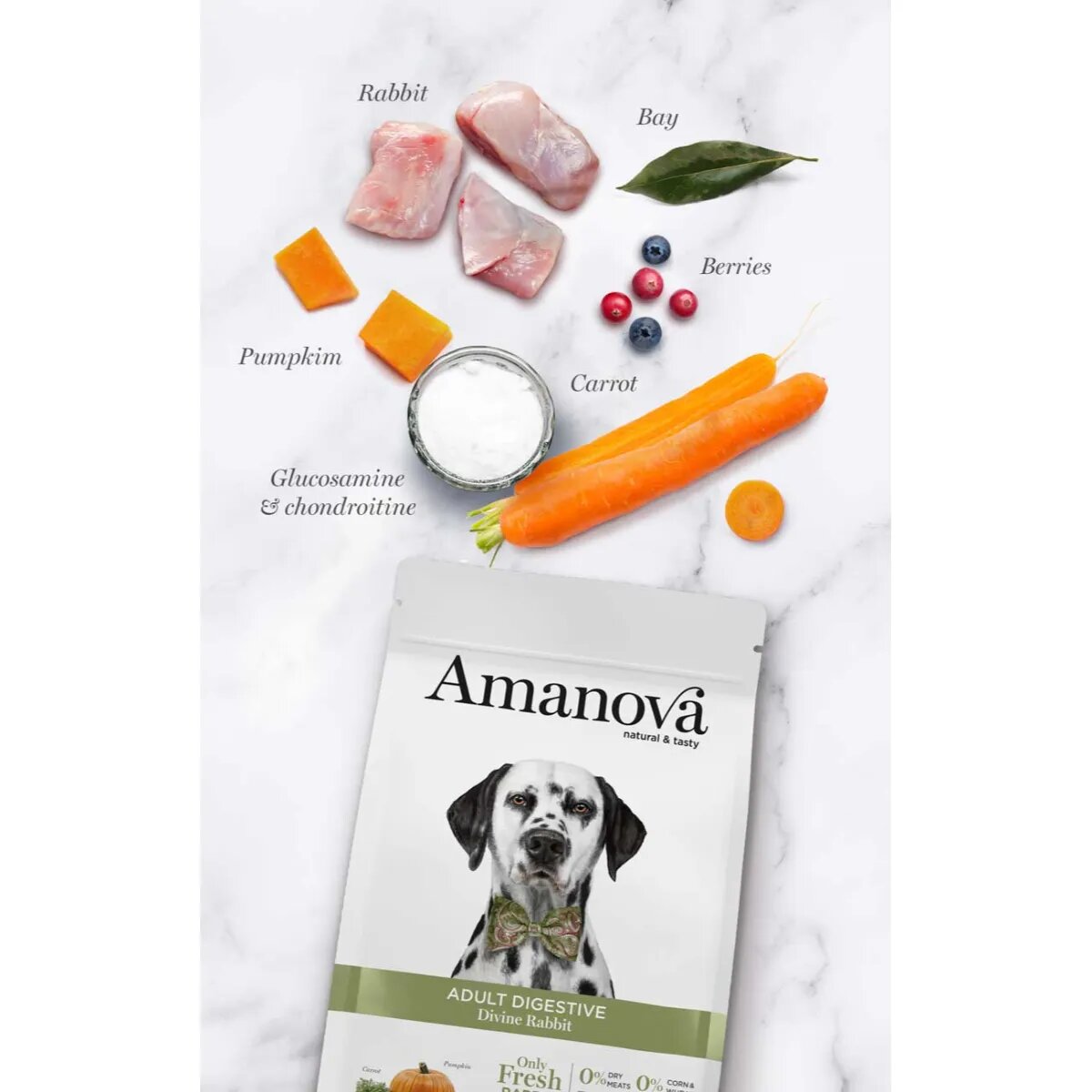 AMANOVA Adult Digestive XS-XL Iepure hrană uscată monoproteică fără cereale câini sistem digestiv 2kg