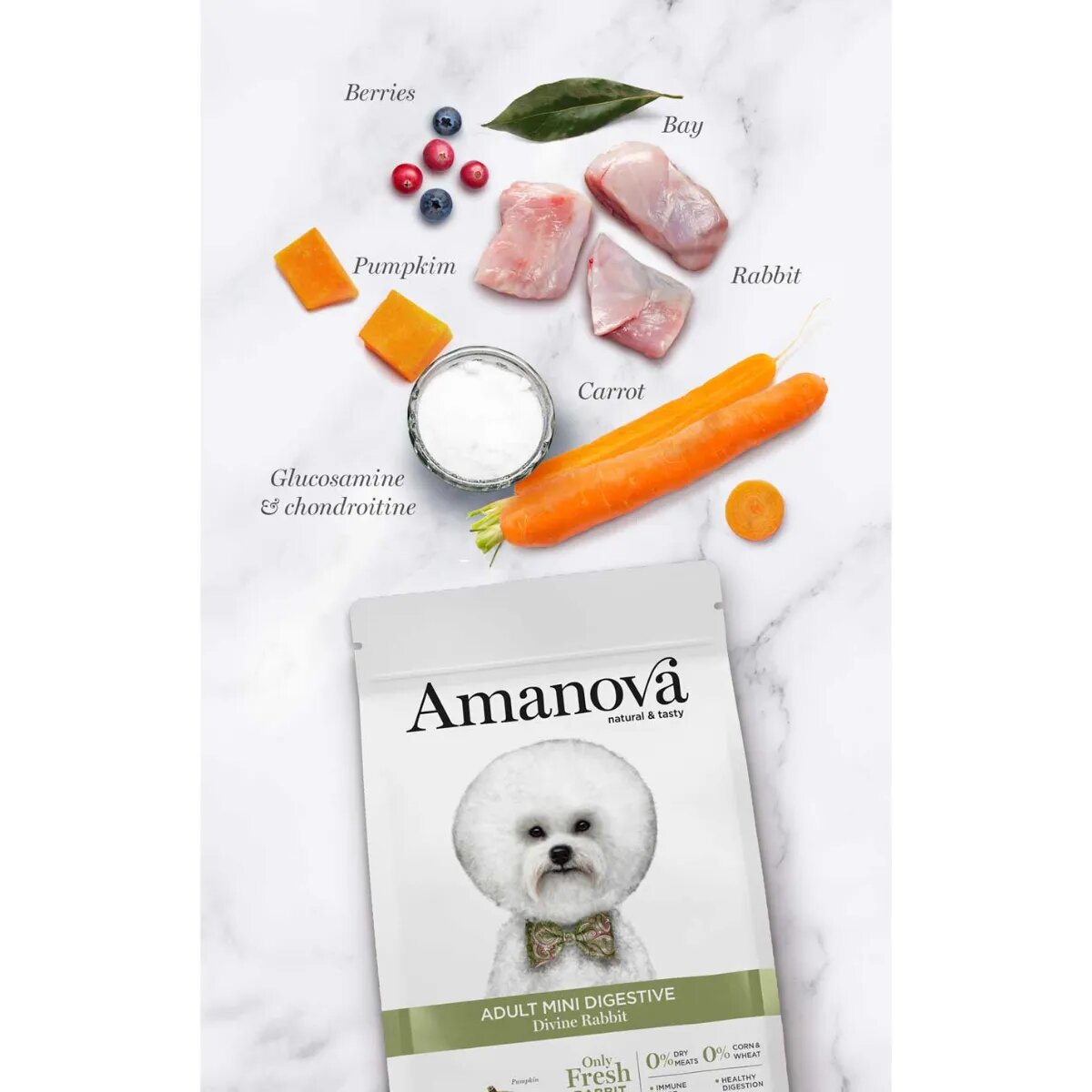 AMANOVA Adult Mini Digestive XS-S Iepure hrană uscată monoproteică fără cereale câini sistem digestiv 2kg