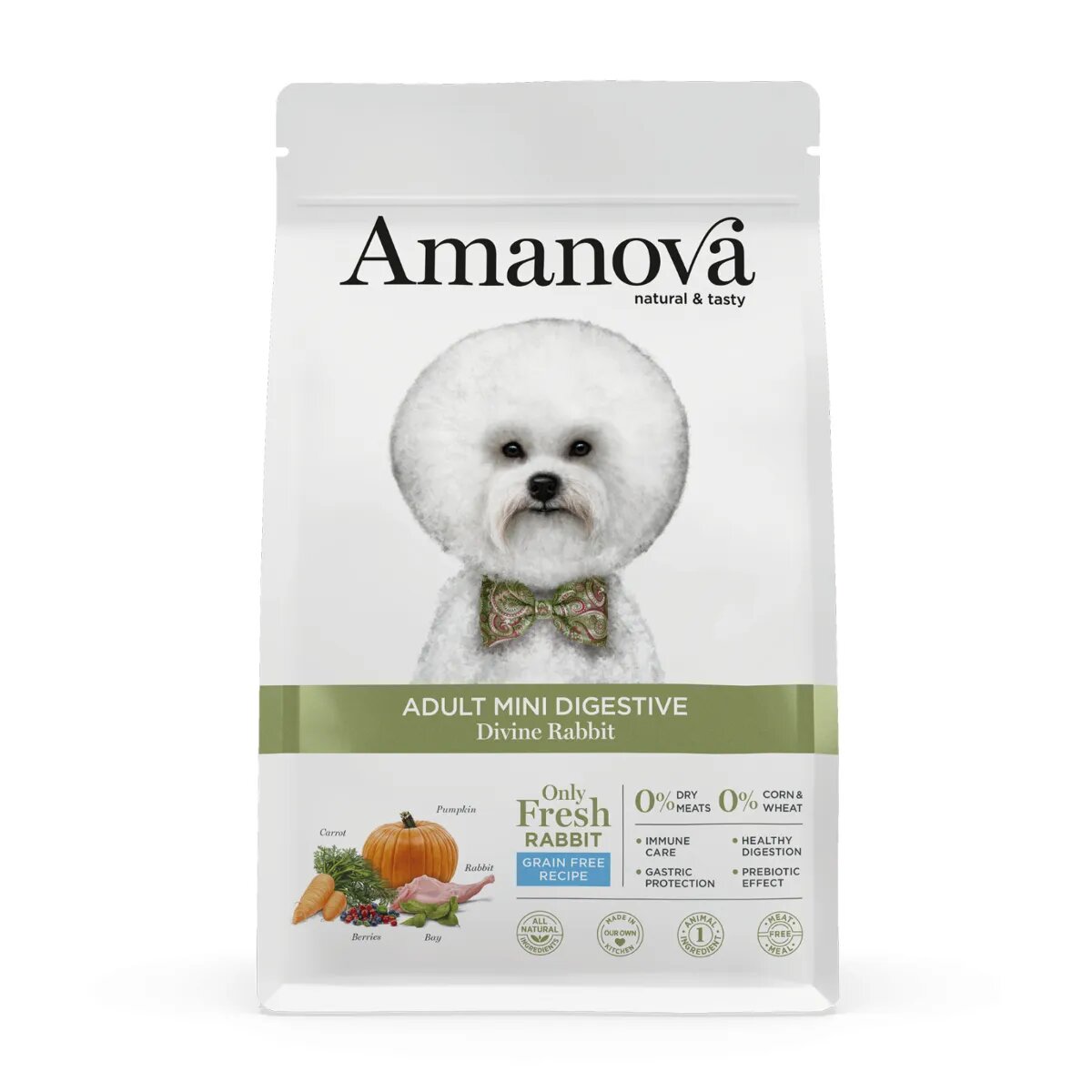 AMANOVA Adult Mini Digestive XS-S Iepure hrană uscată monoproteică fără cereale câini sistem digestiv 7kg