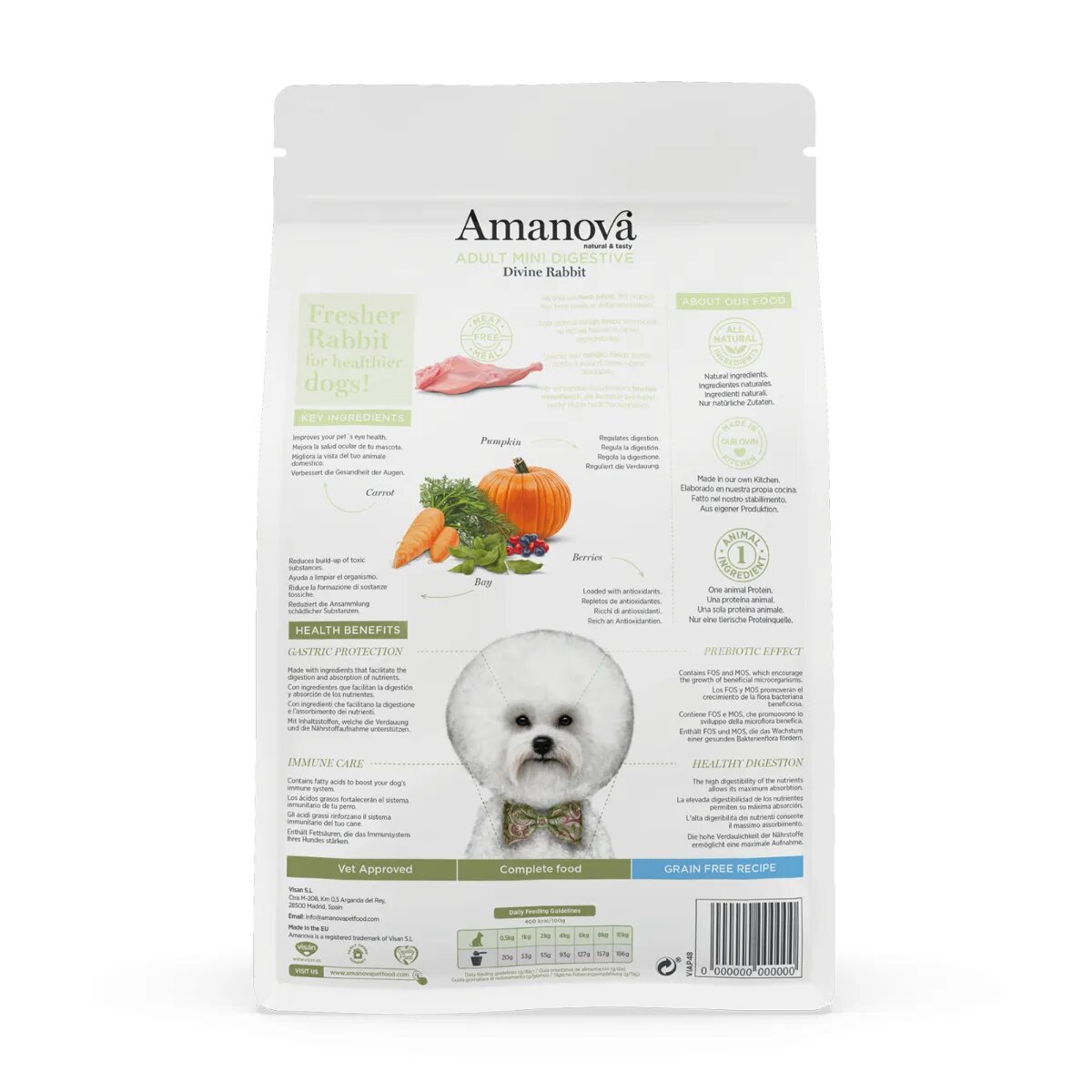 AMANOVA Adult Mini Digestive XS-S Iepure hrană uscată monoproteică fără cereale câini sistem digestiv 7kg