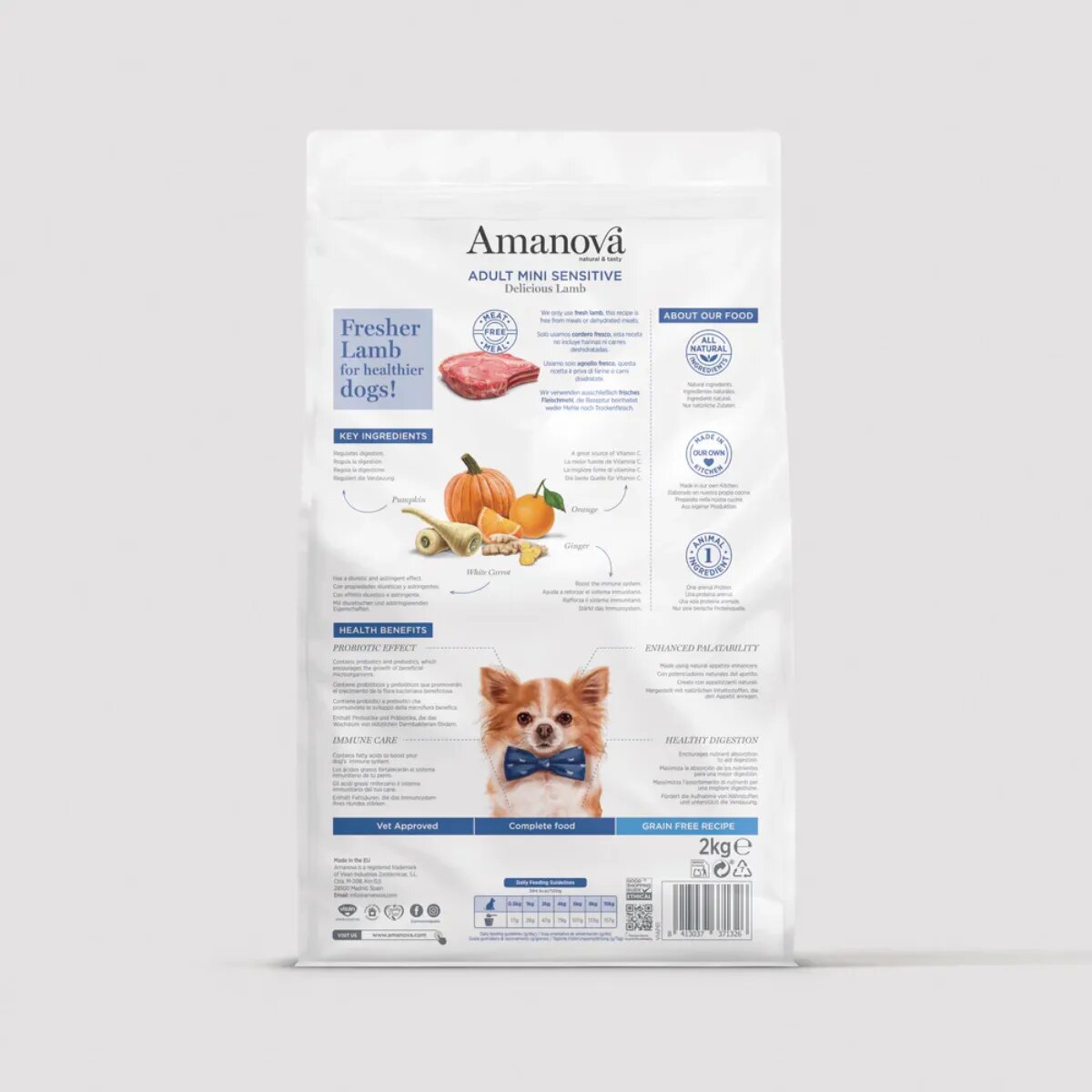 AMANOVA Adult Mini Sensitive XS-S Miel hrană uscată monoproteică fără cereale câini piele & blană sistem digestiv 7kg