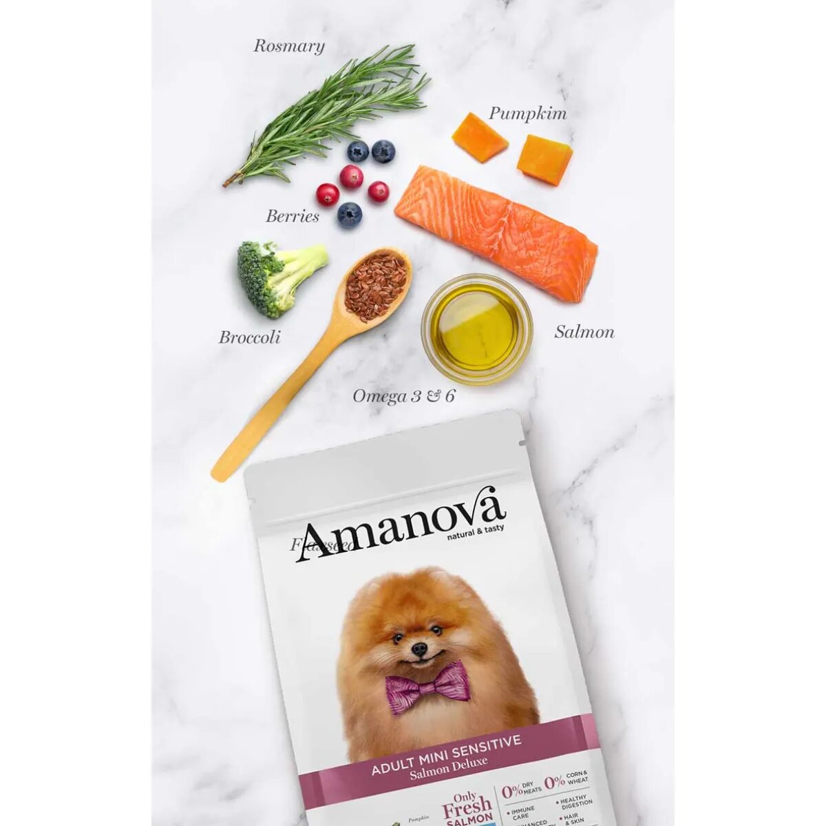 AMANOVA Adult Mini Sensitive XS-S Somon hrană uscată monoproteică fără cereale câini piele & blană sistem digestiv 2kg