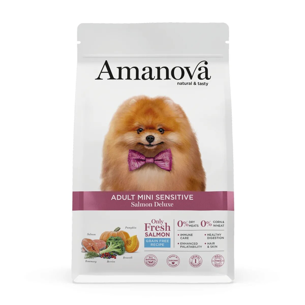 AMANOVA Adult Mini Sensitive XS-S Somon hrană uscată monoproteică fără cereale câini piele & blană sistem digestiv 7kg