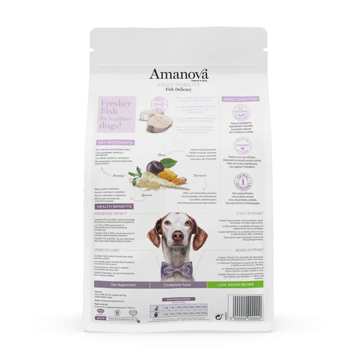 AMANOVA Adult Mobility XS-XL Pește alb hrană uscată monoproteică câini sistem articular 10kg