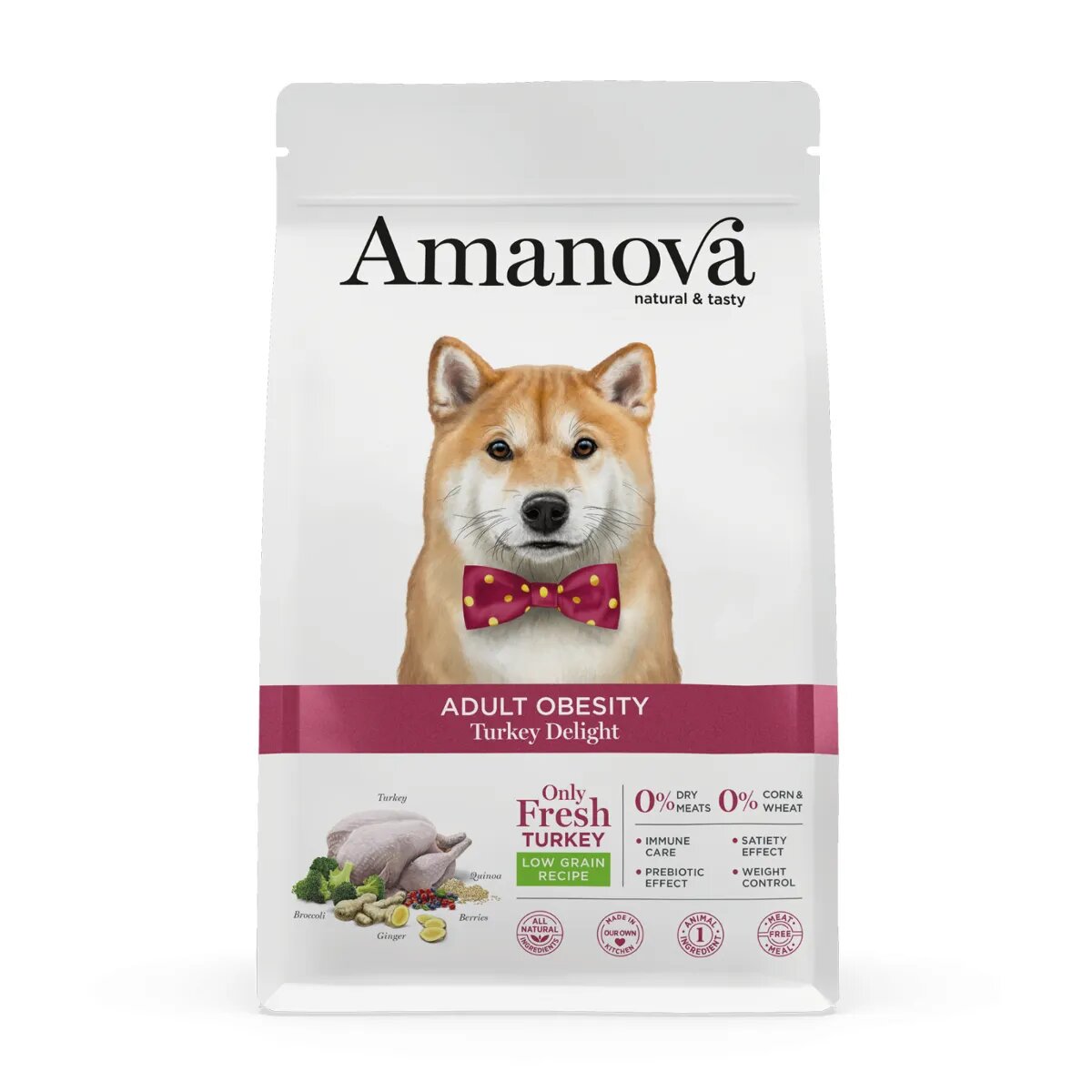 AMANOVA Adult Obesity XS-XL Curcan hrană uscată monoproteică câini obezitate 2kg