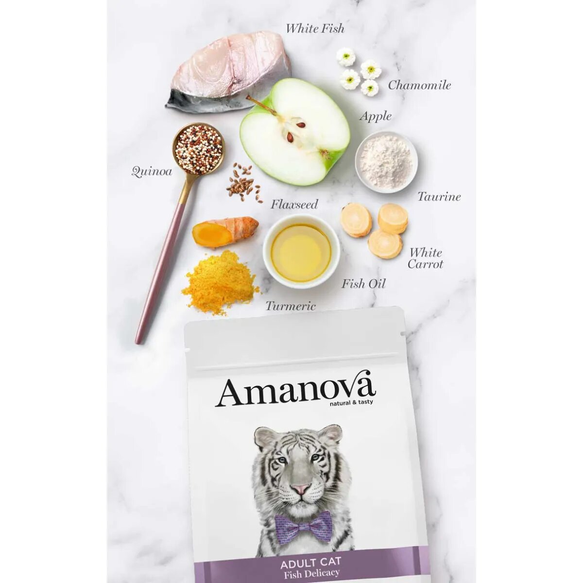 AMANOVA Adult Pește alb hrană uscată monoproteică pisici 1.5kg