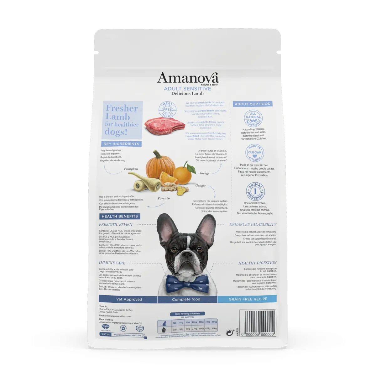 AMANOVA Adult Sensitive XS-XL Miel hrană uscată monoproteică fără cereale câini piele & blană sistem digestiv 10kg