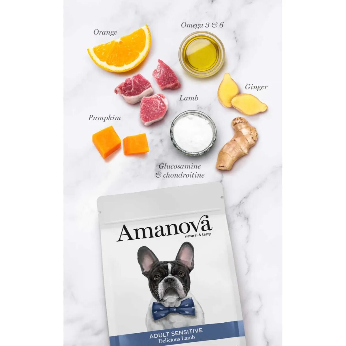 AMANOVA Adult Sensitive XS-XL Miel hrană uscată monoproteică fără cereale câini piele & blană sistem digestiv 2kg