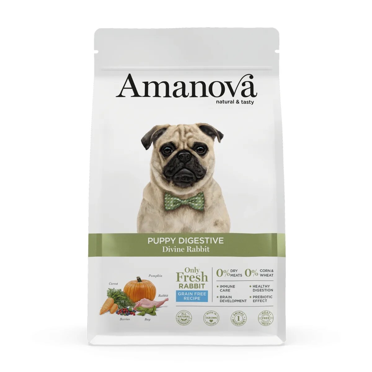 AMANOVA Puppy Digestive XS-XL Iepure hrană uscată monoproteică fără cereale câini junior sistem digestiv 2kg