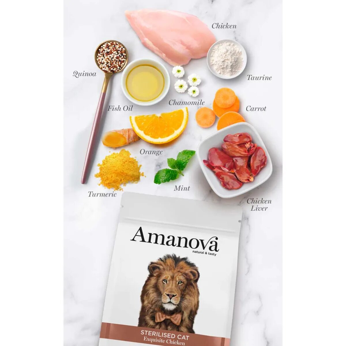 AMANOVA Sterilised Pui hrană uscată monoproteică pisici sterilizate 1.5kg