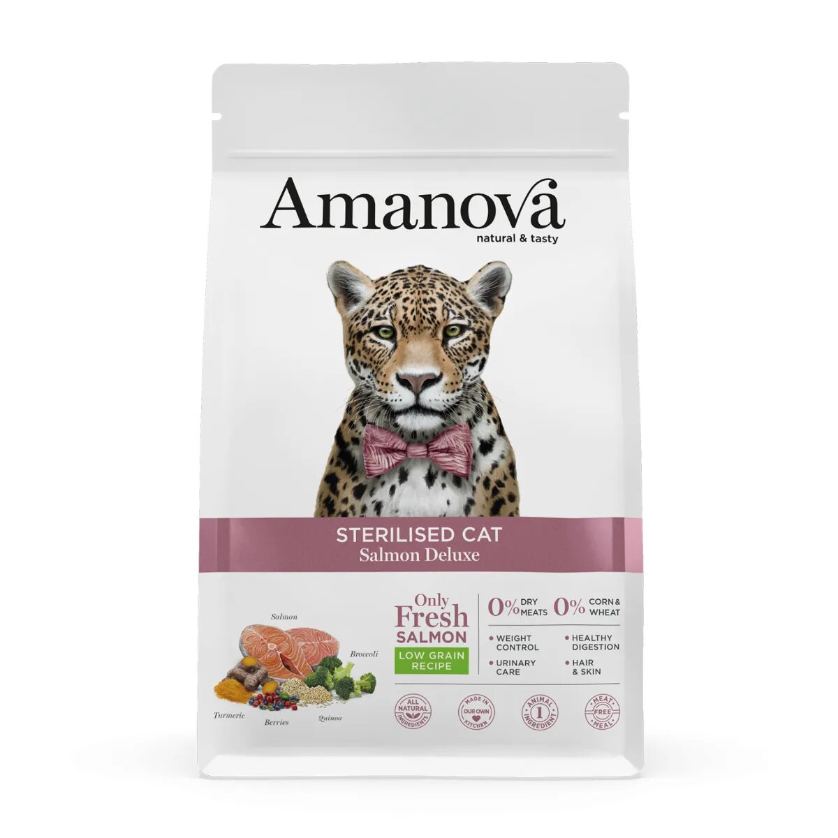 AMANOVA Sterilised Somon hrană uscată monoproteică pisici sterilizate 1.5kg